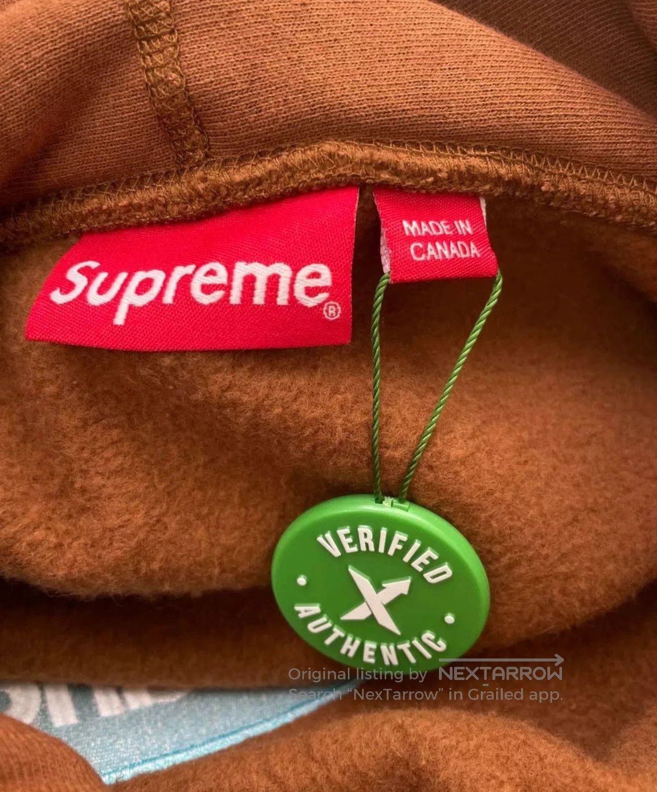 Supreme Brown Hoodie with Drawstrings and Front Pocket . Size US M / EU 48-50 / 2 - 4 Thumbnail