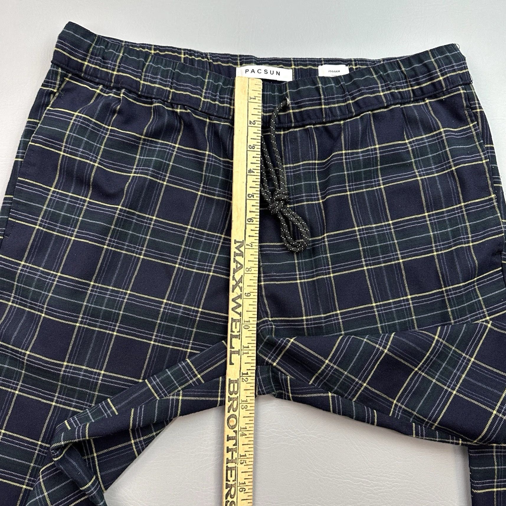 Pacsun Pacsun Pants Mens Large Blue Plaid Drawstring Stretch Casual Active Size US 33 - 5 Thumbnail