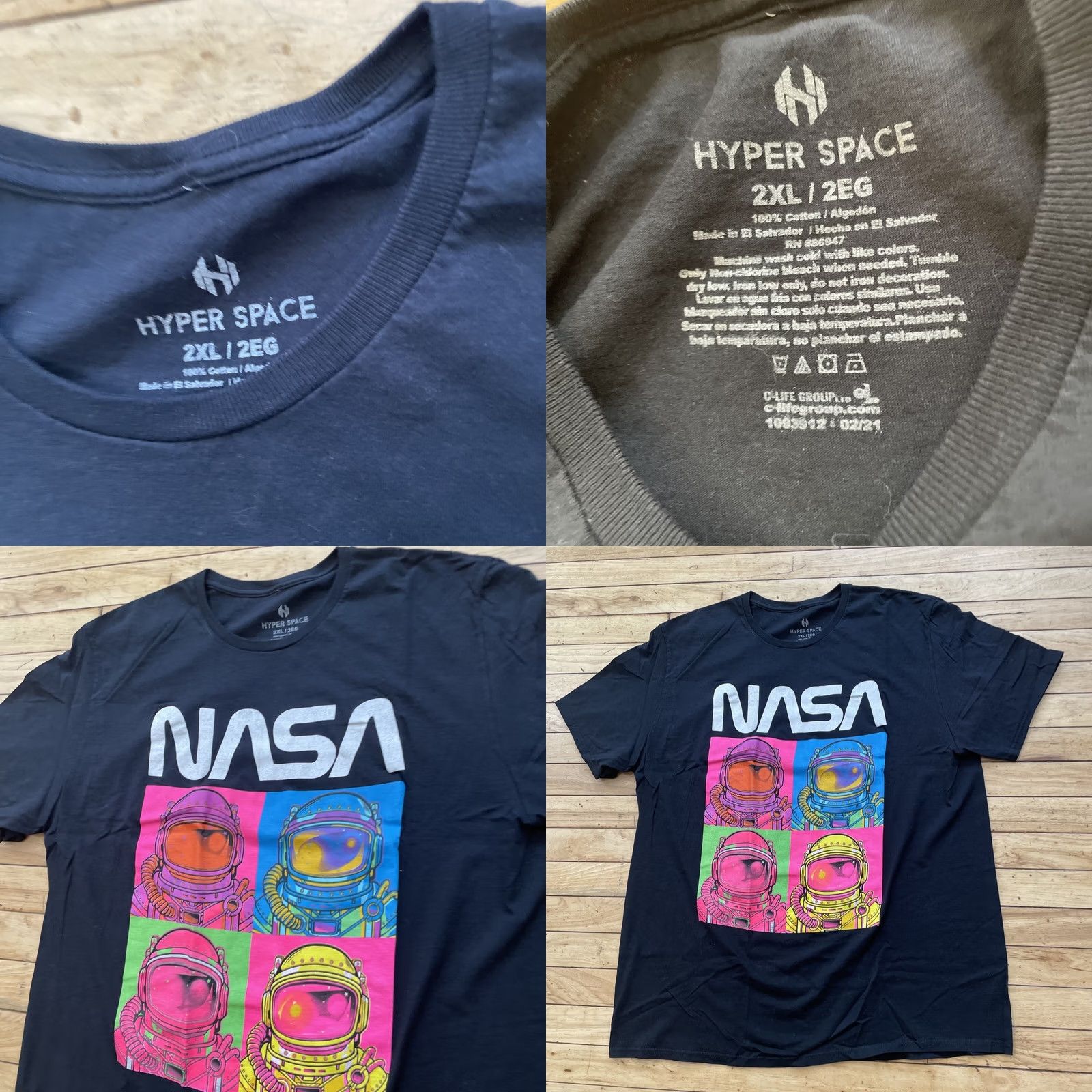 NASA HYPER SPACE NASA Shirt Men 2XL Black Neon Pink Astronaut Color Rave Graphic XXL Size US XXL / EU 58 / 5 - 10 Thumbnail