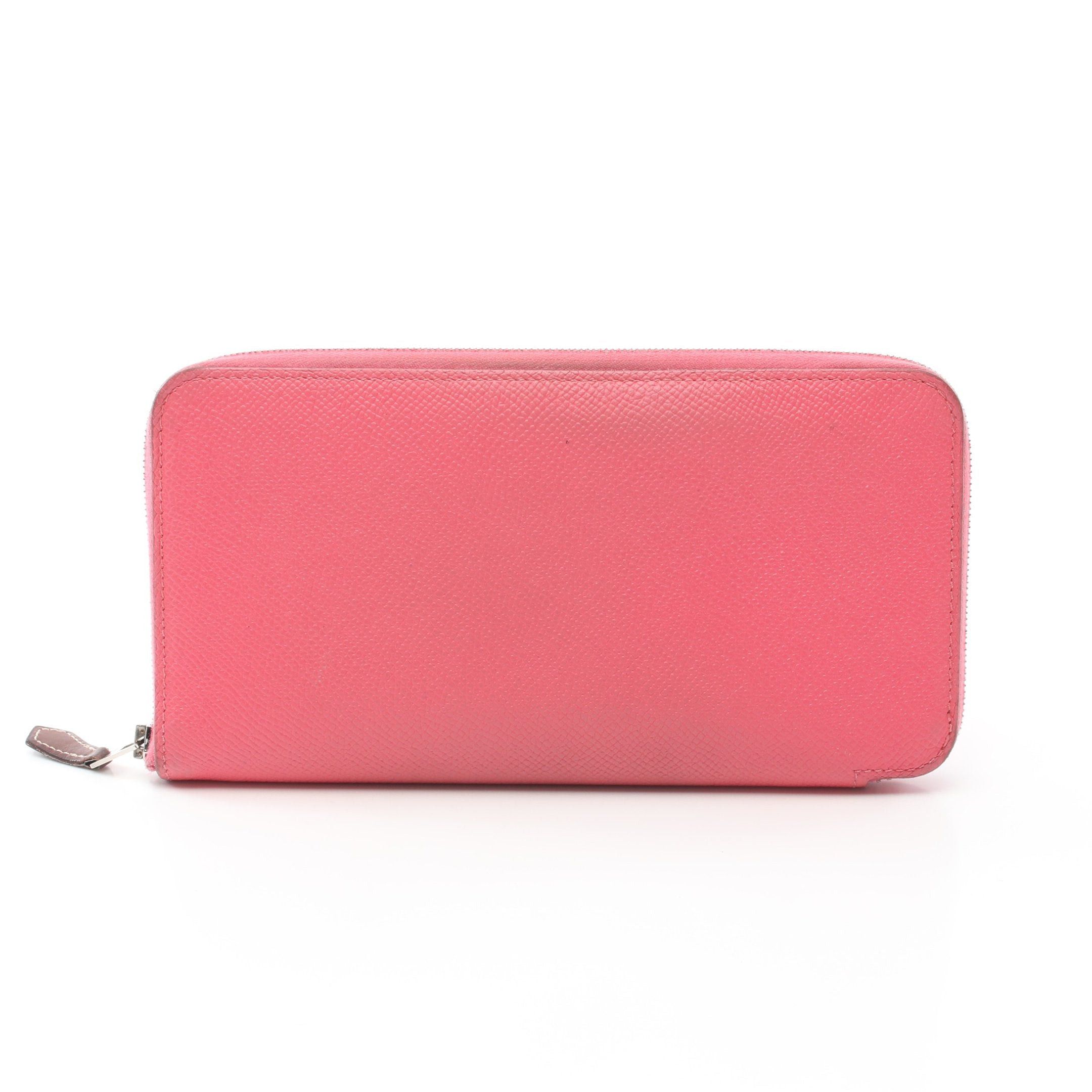 image of Hermes Azap Long Silk In Rose Azalea Round Zipper Long Wallet Veau Epsom Pink Silver Hardware C Eng