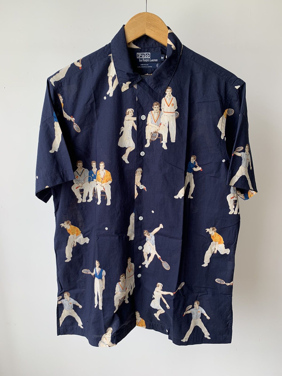 Polo Ralph Lauren Vintage Rare 90s Polo Tennis Overprint Button Ups Shirt Size US M / EU 48-50 / 2 - 1 Thumbnail