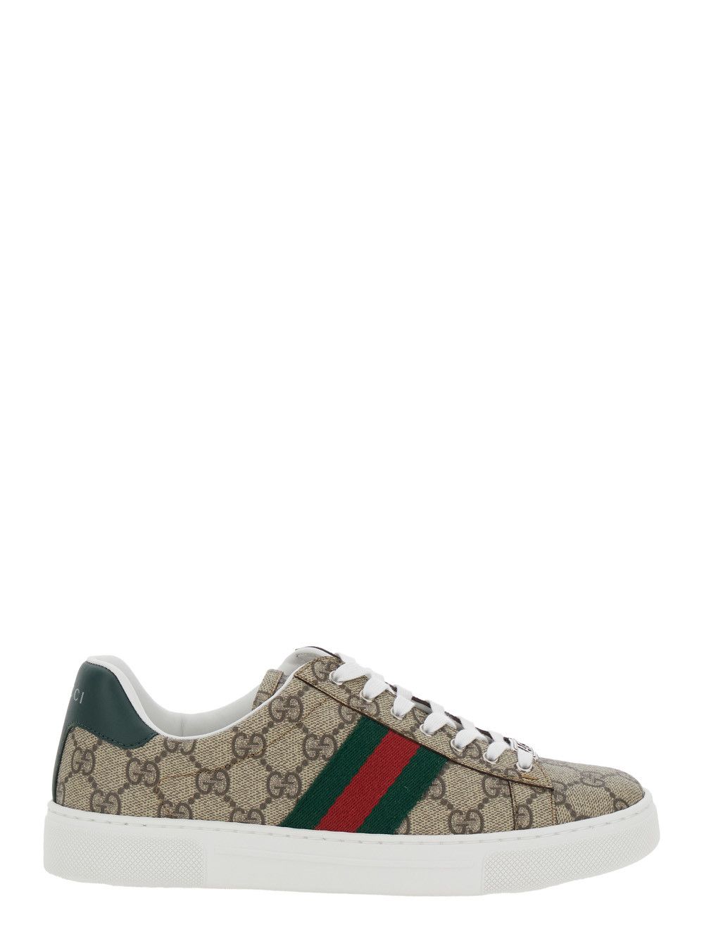 Gucci 'Gucci Ace' Beige Low Top Sneakers with Web Detail GG Supreme Canvas Woman Size US 9 / IT 39 - 1 Thumbnail