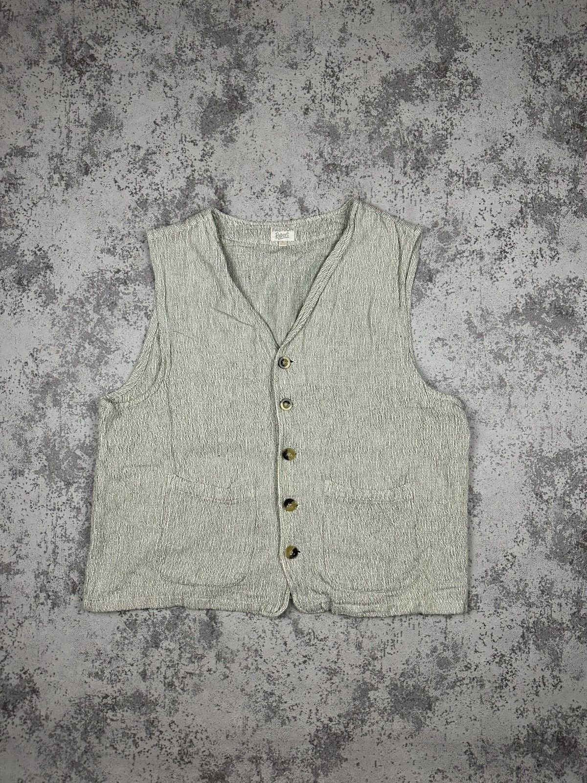 Vintage C&A Wabi-Sabi Textured Vest Japan Inspired Minimalist Style Size US L / EU 52-54 / 3 - 1 Thumbnail