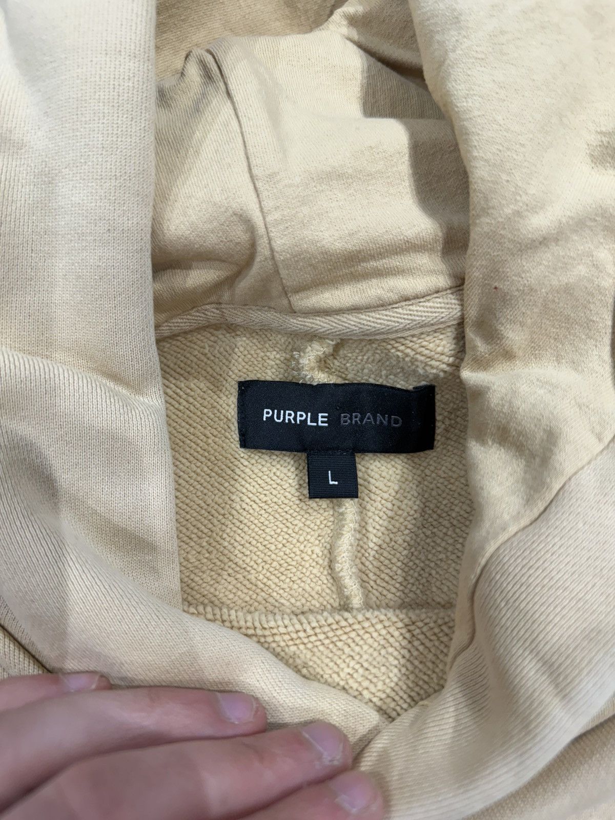 Purple Brand Purple Brand Newsprint Cropped Hoodie Beige Size: L Size US L / EU 52-54 / 3 - 11 Thumbnail