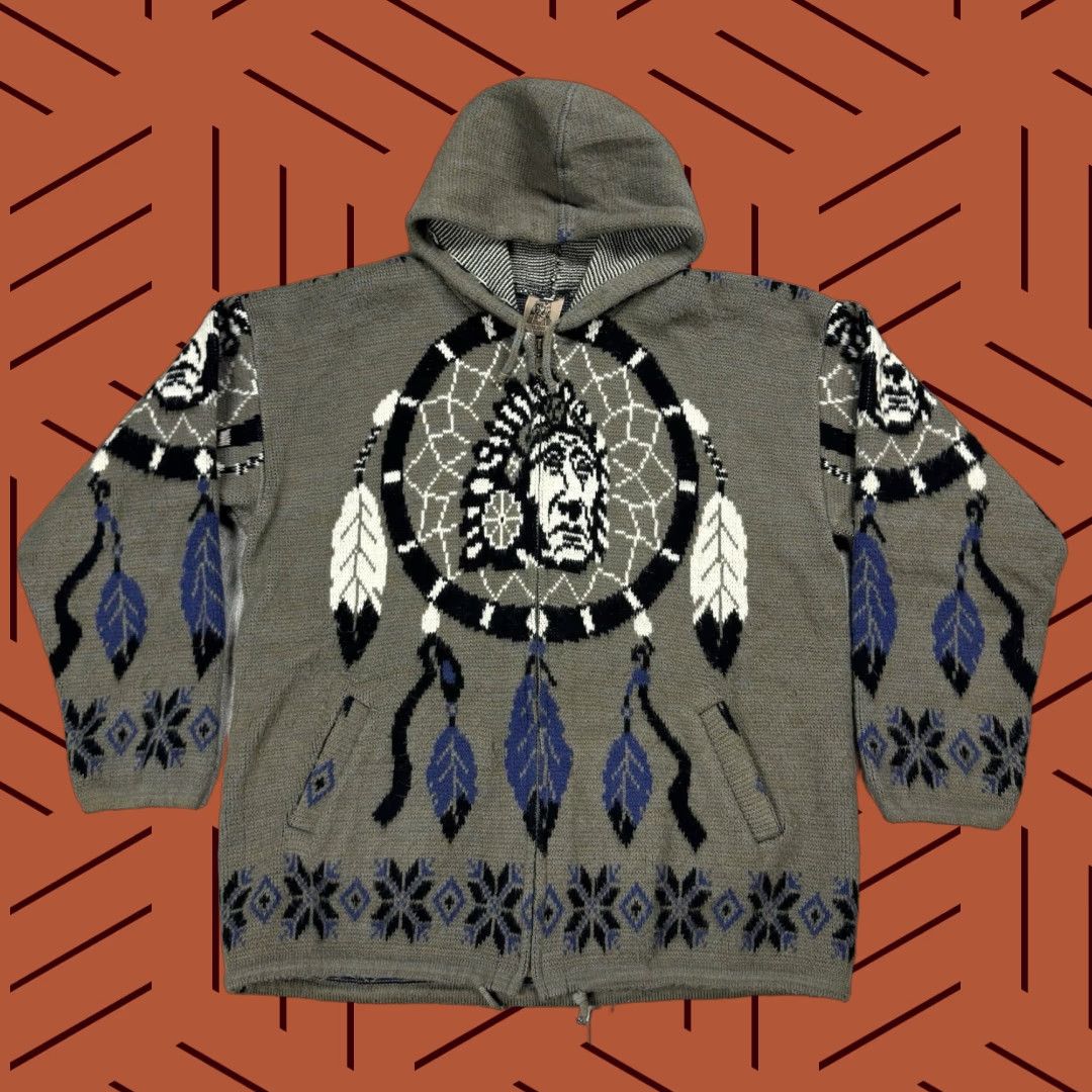 Vintage VINTAGE Tejidos Atahualpa Alpaca Wool Full Zip Hoodie Chief Feather Graphic Sweater L Gray Unisex Adults Knitted Aztec 90s Style Mens Womens Size L / US 10 / IT 46 - 1 Thumbnail