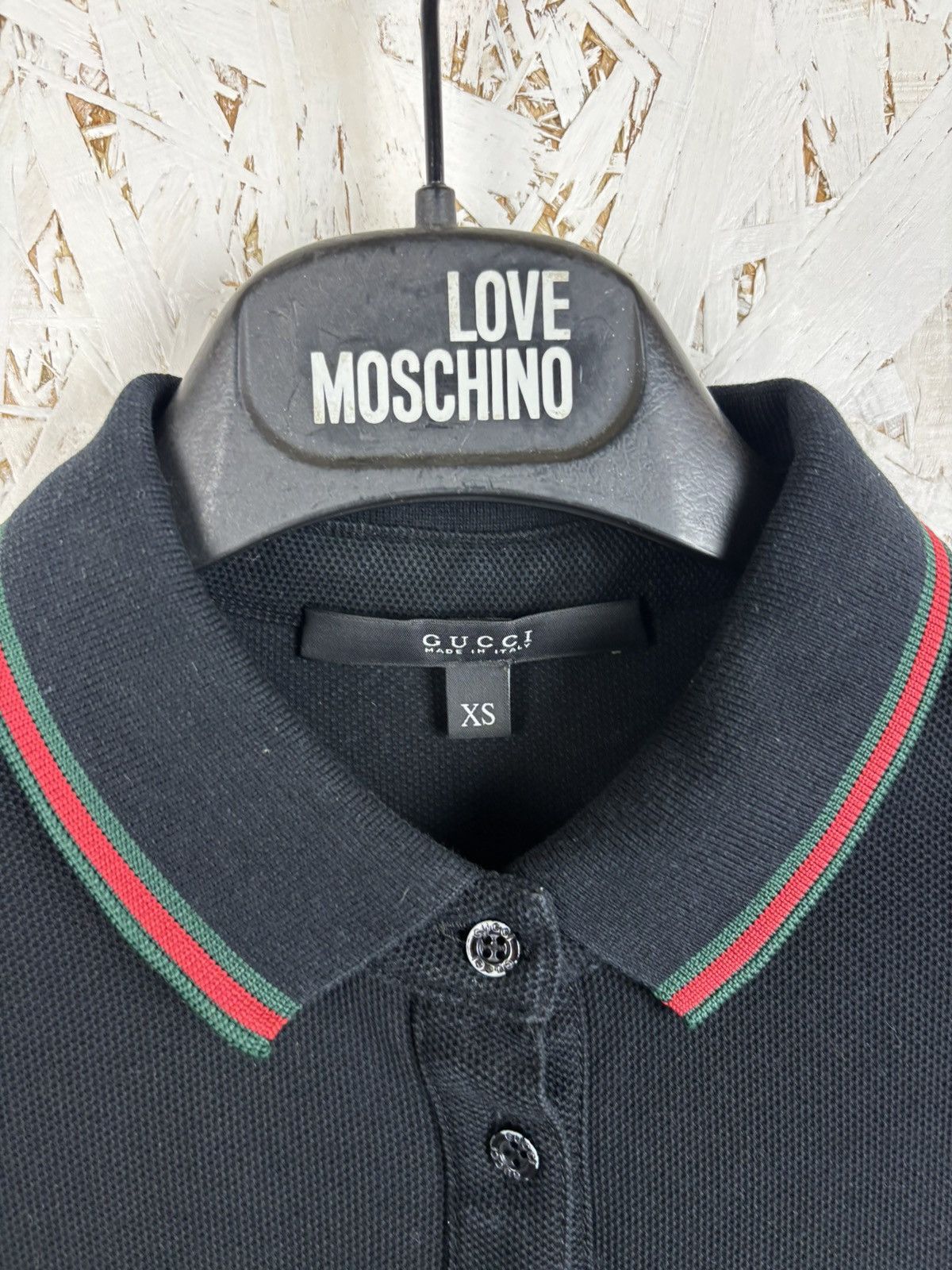 Gucci Gucci Black Honeycomb Knit Crest Logo Polo Shirt Black XS Size XS / US 0-2 / IT 36-38 - 2 Thumbnail