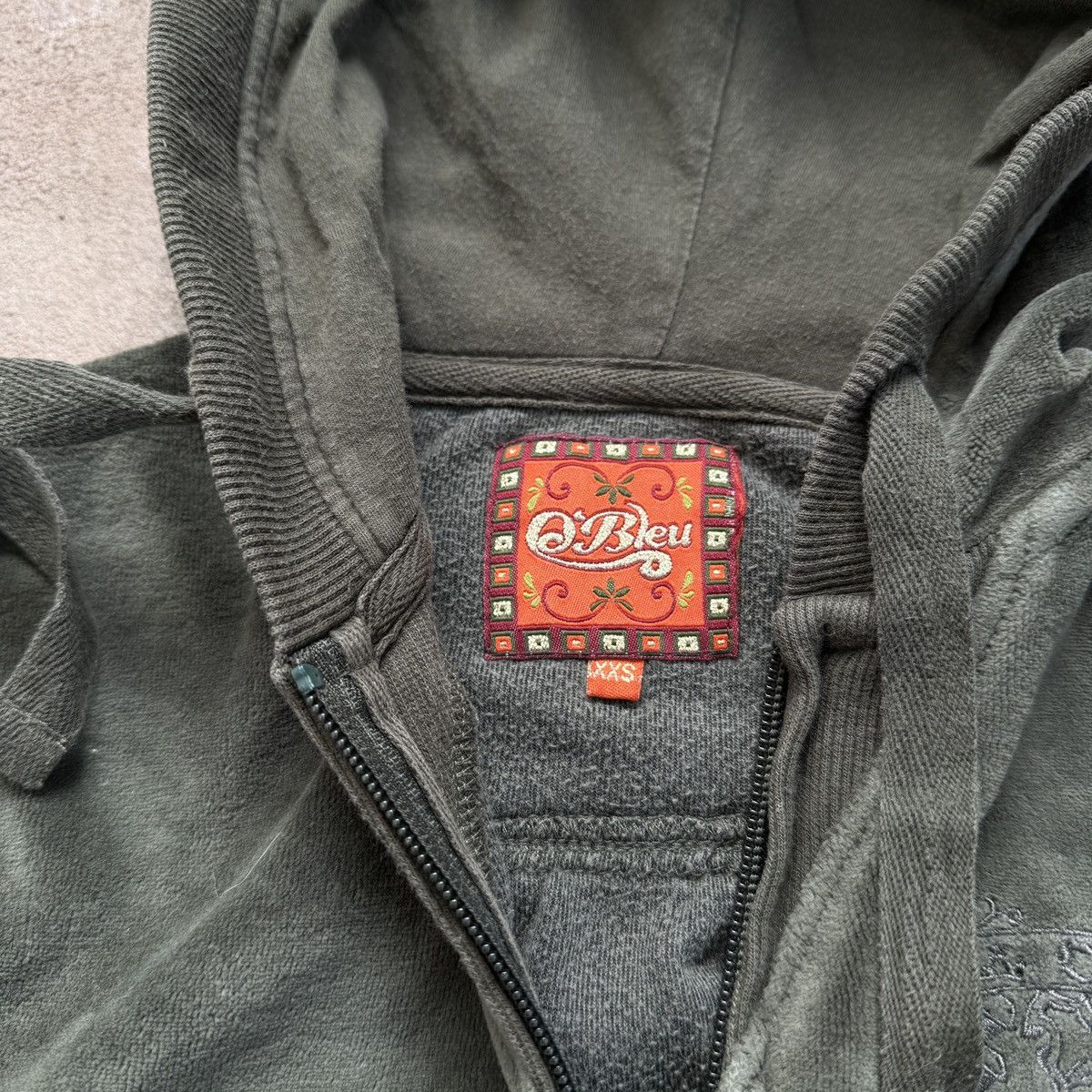 Japanese Brand × Vintage O’Bleu Velour Green Zip Up Hoodie Size XXS / US 00 / IT 34 - 5 Thumbnail