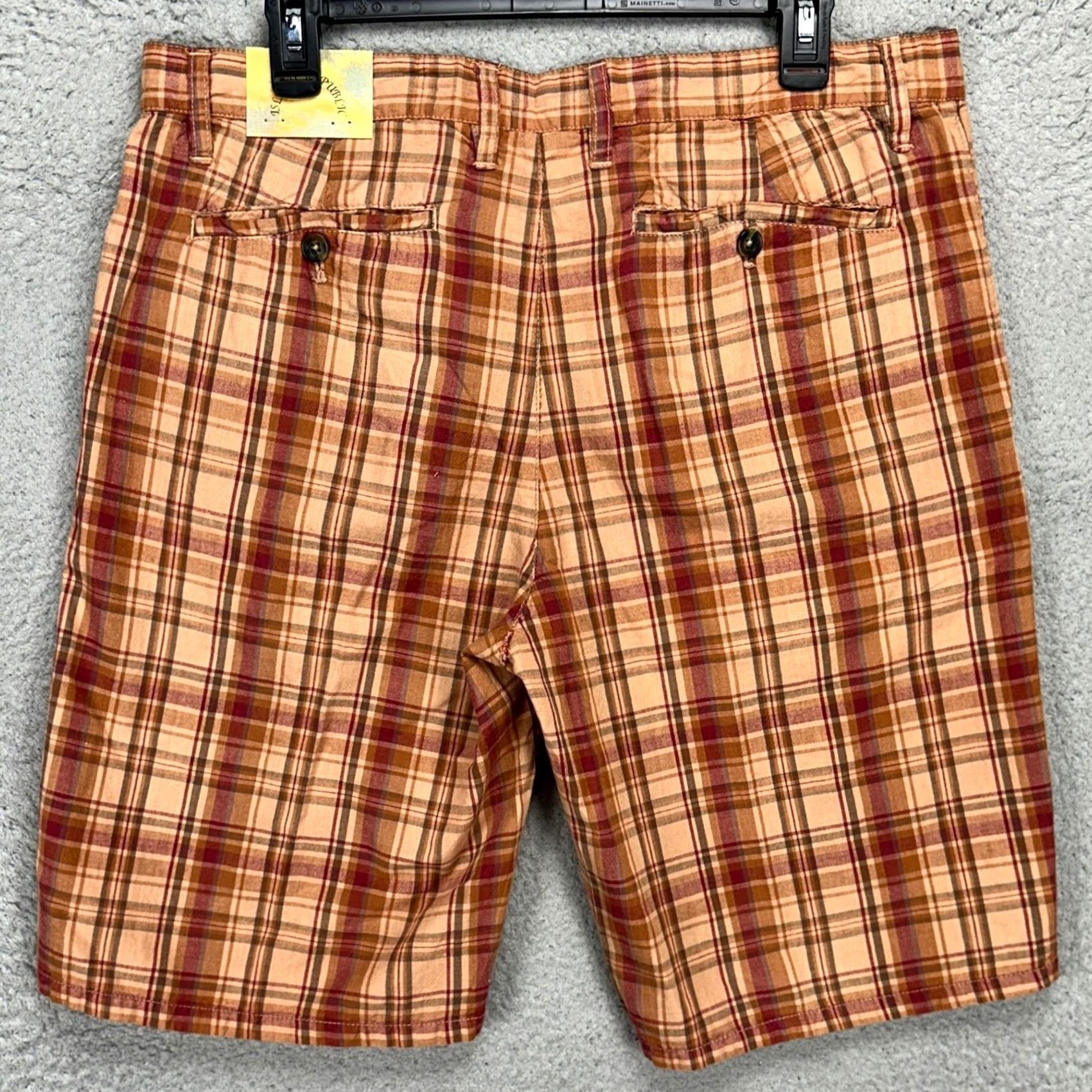 Vintage VINTAGE Island Republic Mens Khakis Shorts 34 Orange Red Plaid Flat Front Casual NEW Size US 34 / EU 50 - 2 Thumbnail