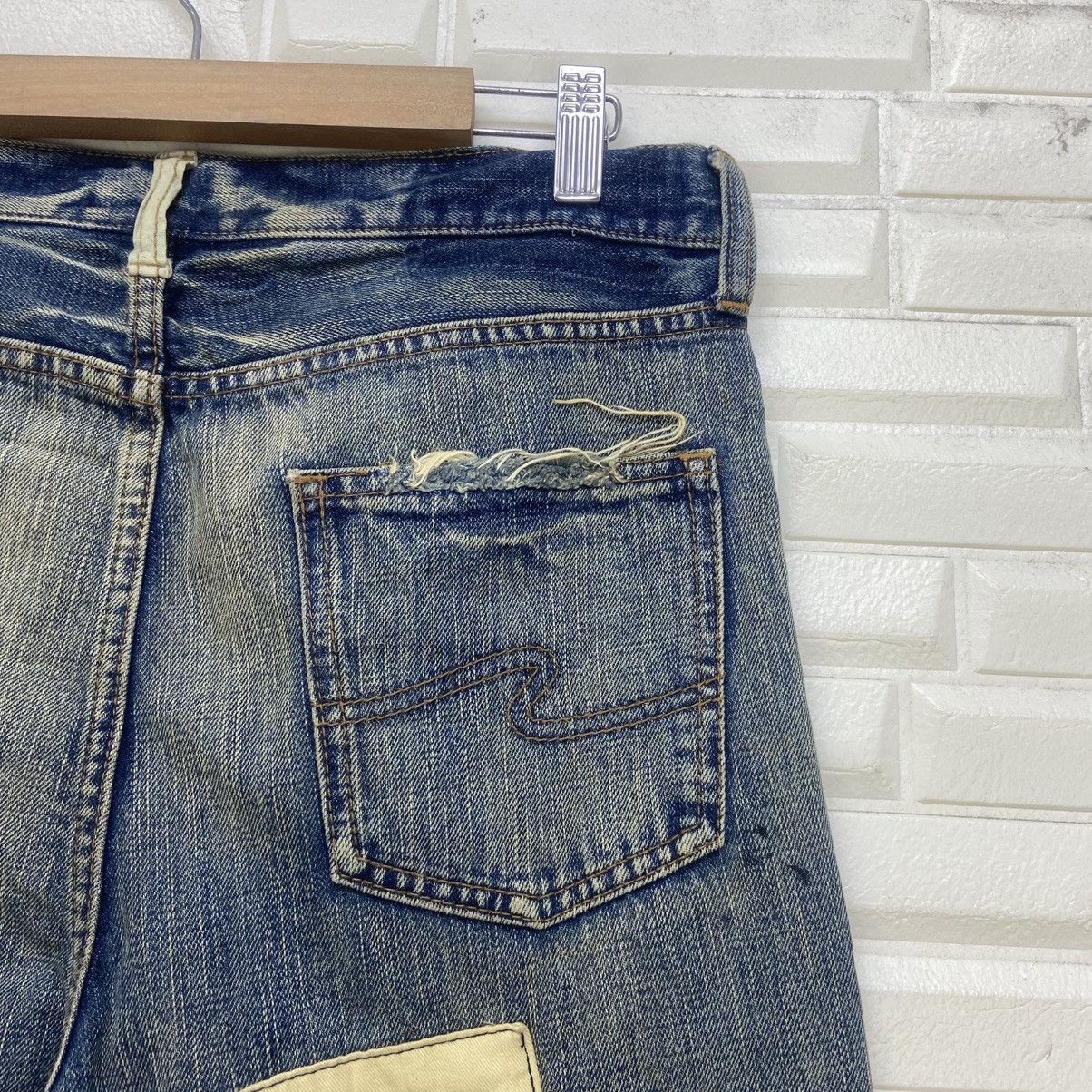 Japanese Brand Bonds & Peace Street Fashion Patchwork Distressed Denim Size US 30 / EU 46 - 19 Thumbnail