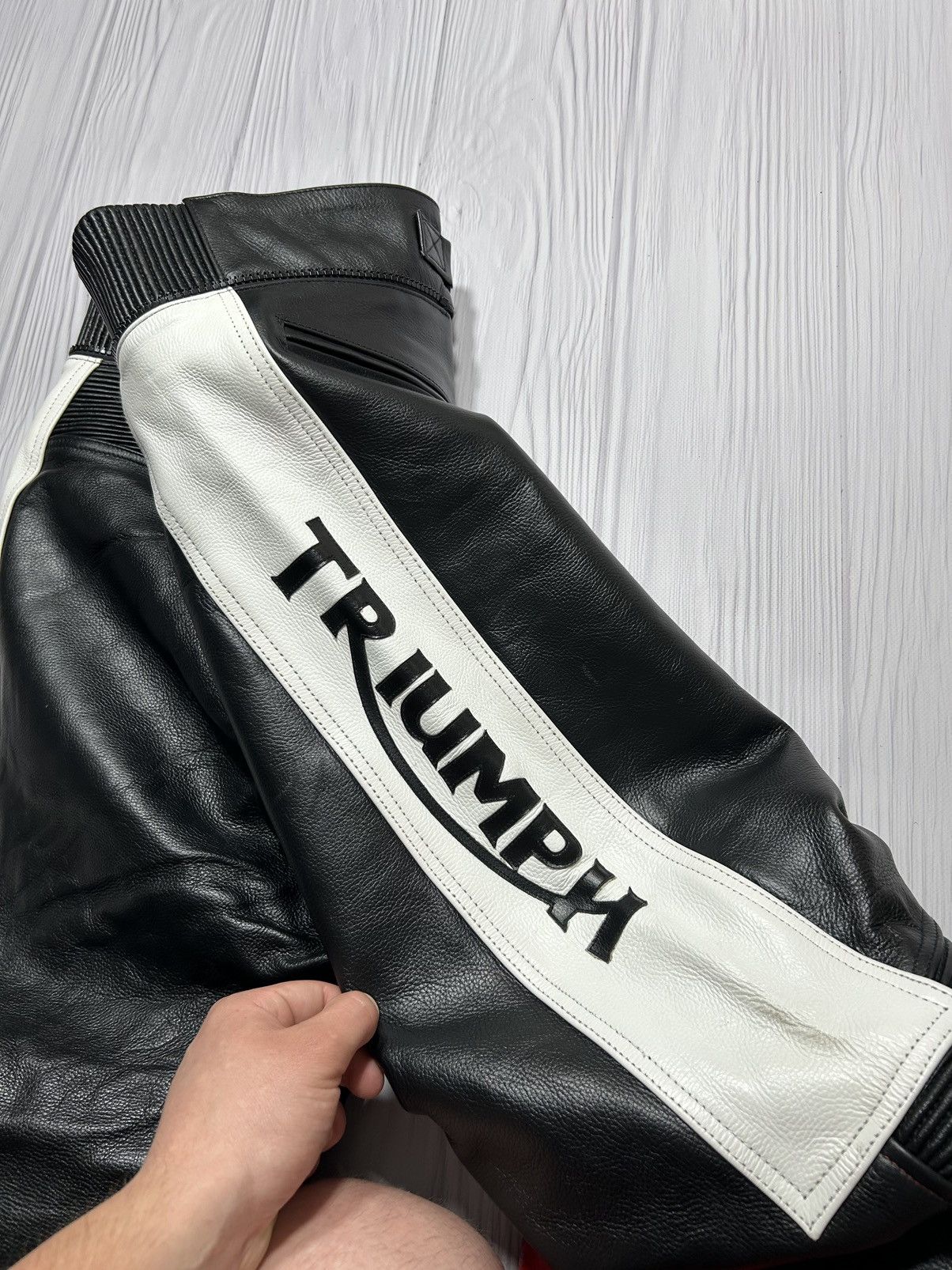Genuine Leather TRIUMPH Real Heavy Leather Pants Moto Theme Racing Size XXL Size US 38 / EU 54 - 20 Thumbnail