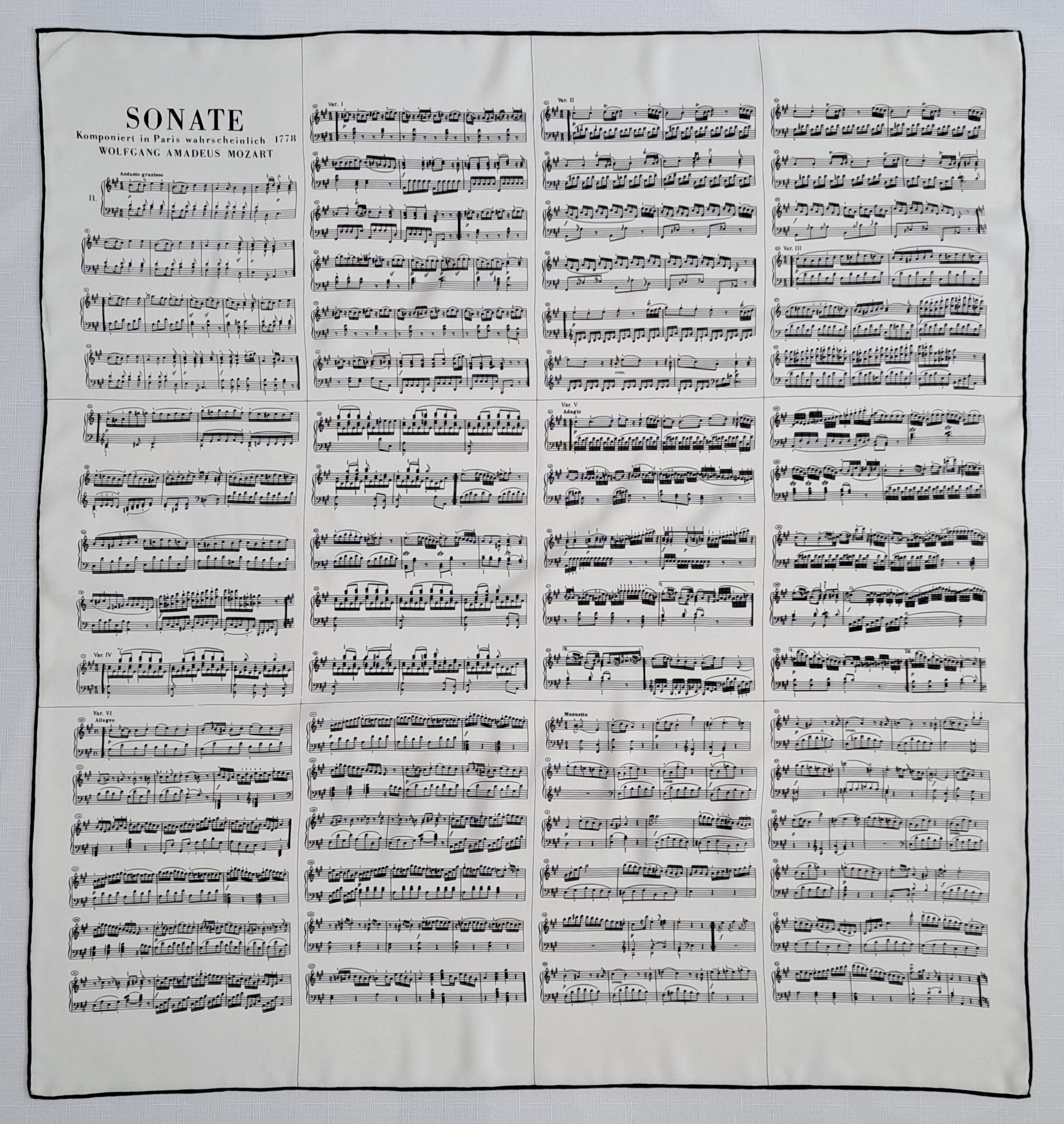 Vintage Vintage Rare Wolfgang Amadeus MOZART Sonate silk scarf. Size ONE SIZE - 2 Thumbnail
