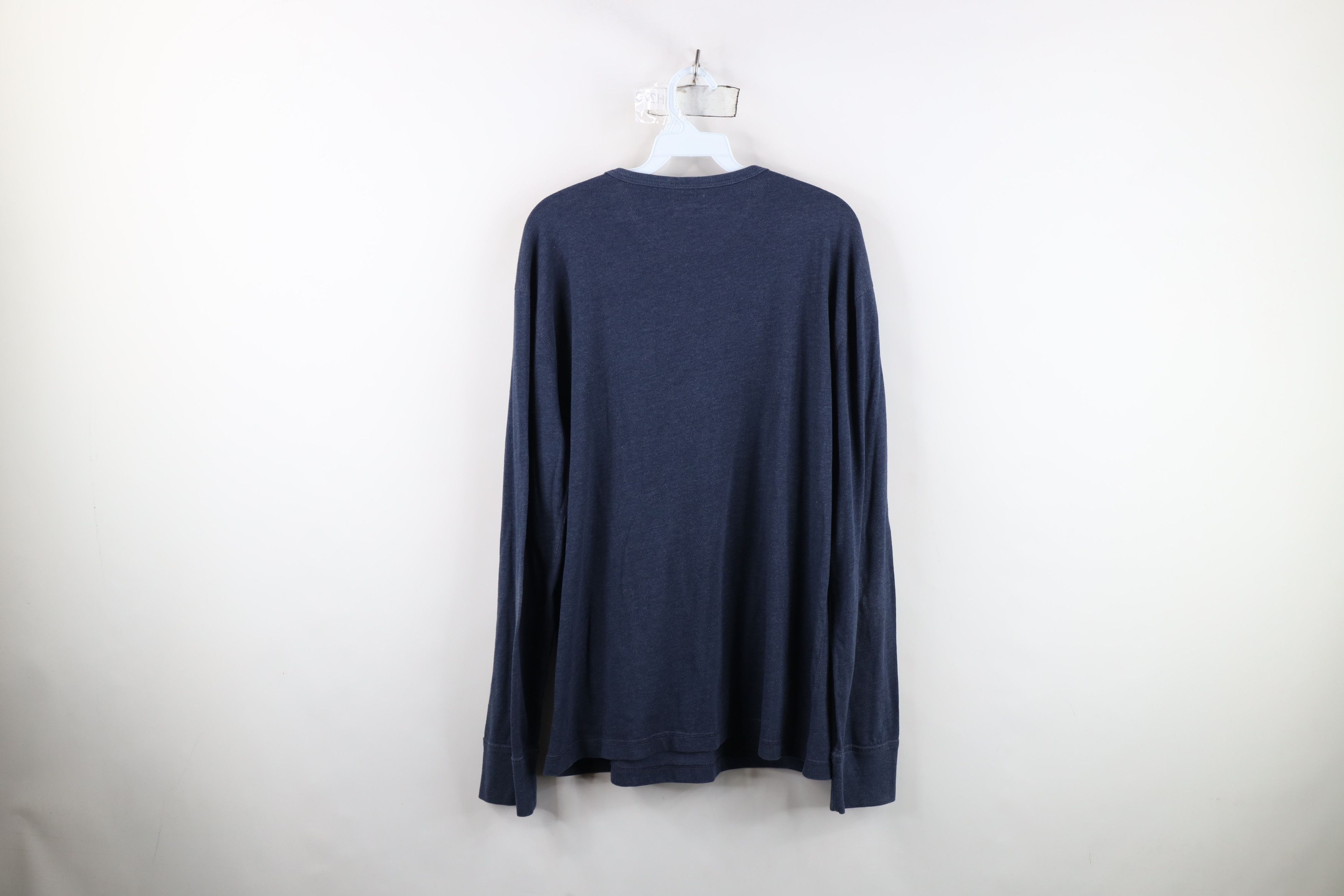 J.Crew J Crew Blank Knit Long Sleeve Henley T-Shirt Blue Cotton Size US L / EU 52-54 / 3 - 10 Thumbnail