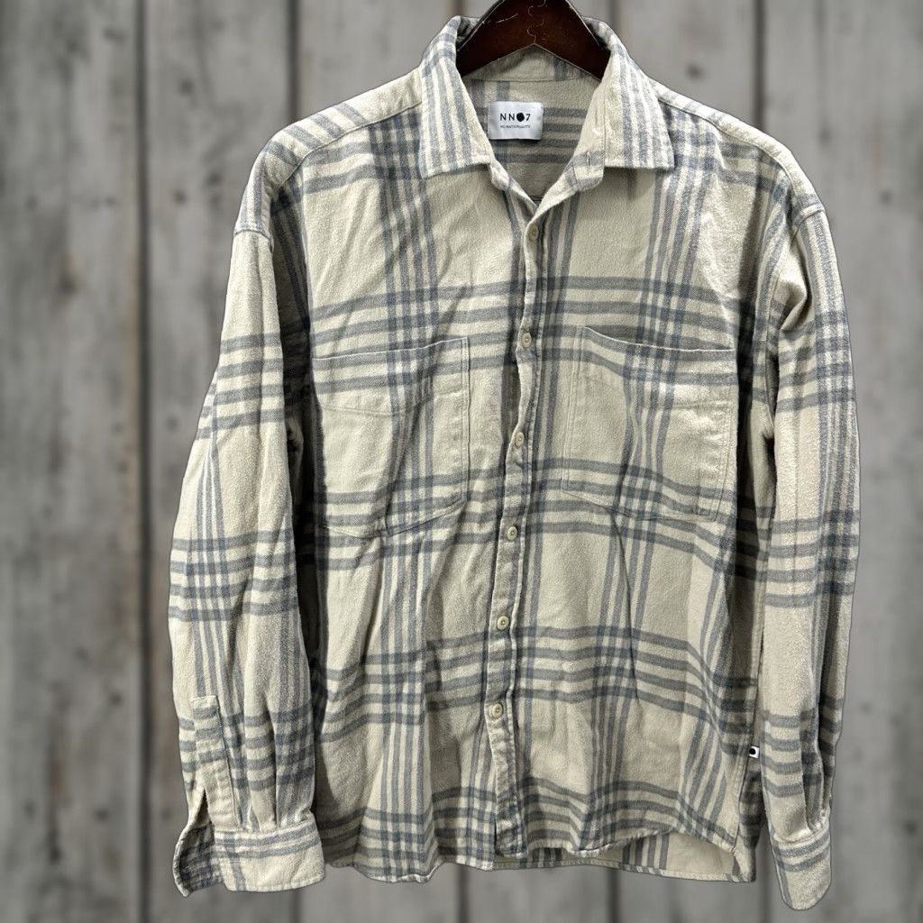 NN07 NN07 Beige Button-Up Shirt Mens Medium Long Sleeve Flannel Plaid Casual Workwear Size US M / EU 48-50 / 2 - 1 Thumbnail