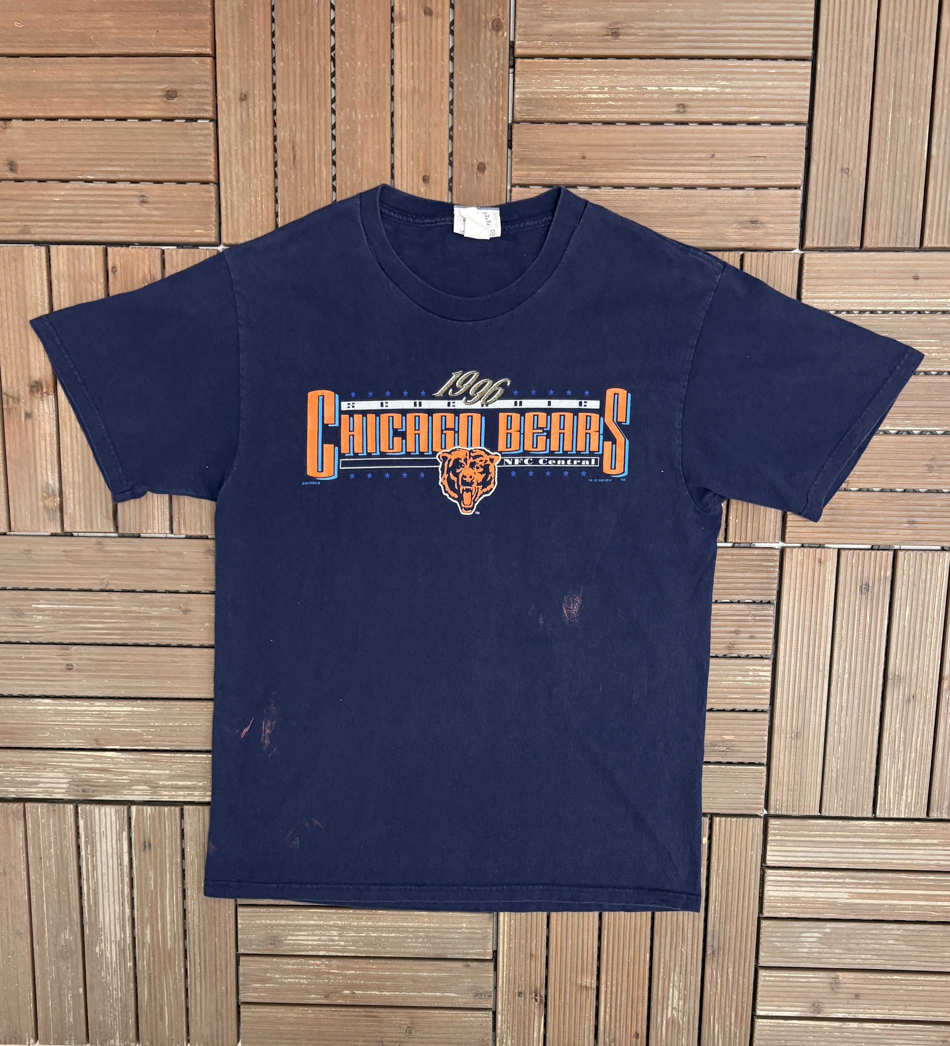 Vintage Chicago Bears 1996 Schedule Vintage Blue T-Shirt Tee Size US L / EU 52-54 / 3 - 1 Thumbnail