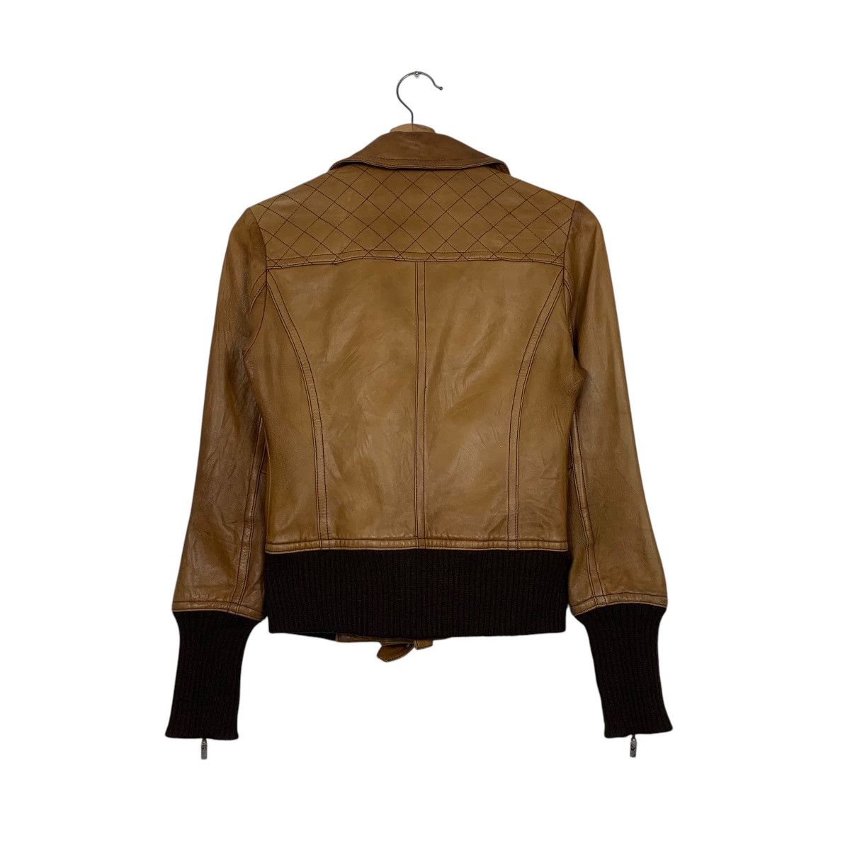 Japanese Brand Smork By Diva Double Colar Biker Leather Jacket Size XS / US 0-2 / IT 36-38 - 7 Thumbnail