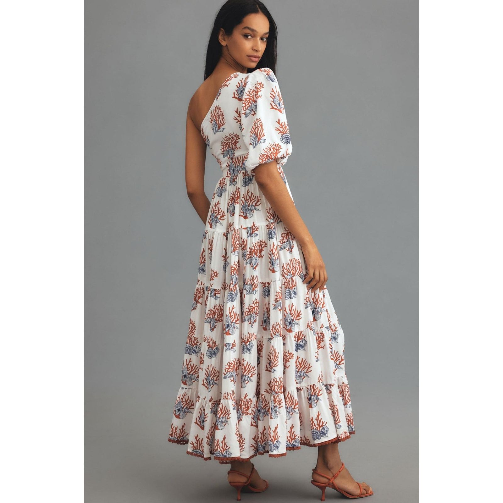 Anthropologie New Priya Israni Puff One-Shoulder Belted Maxi Dress XXSP Size XXS / US 00 / IT 34 - 4 Thumbnail