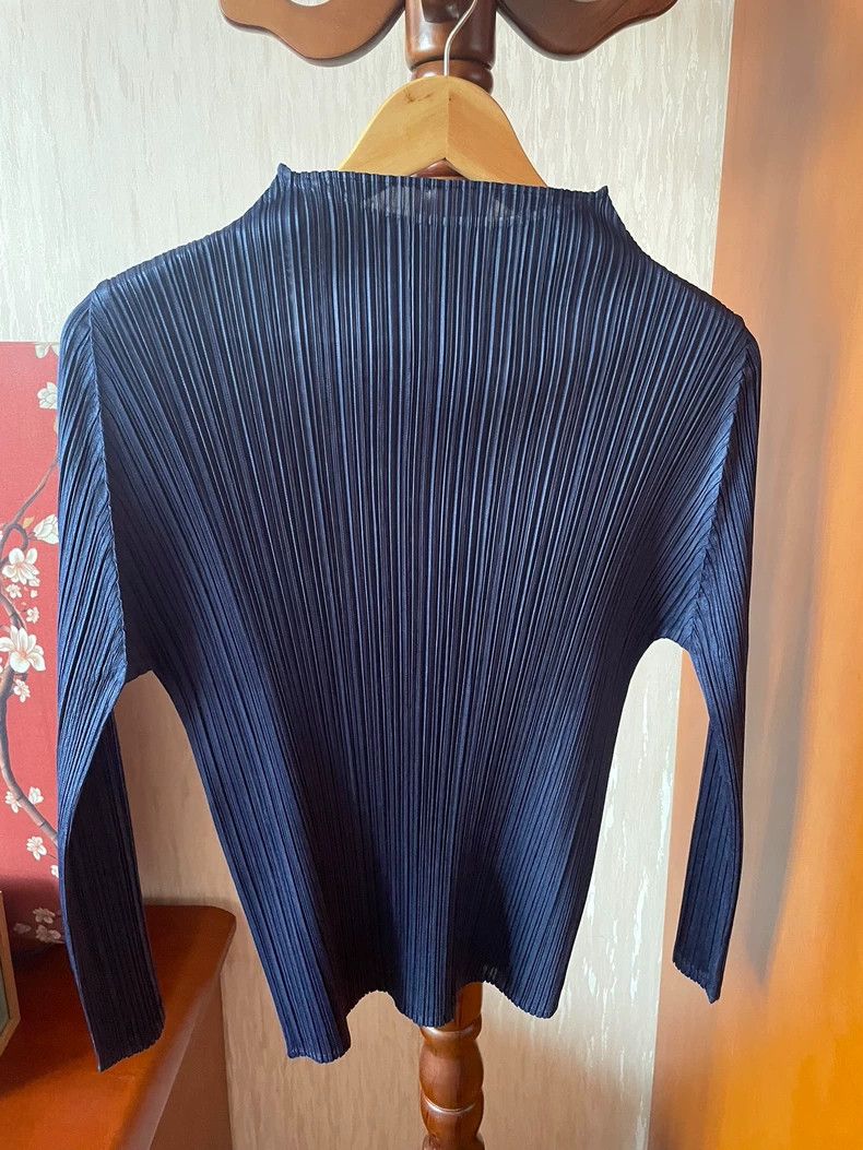 Issey Miyake Issey Miyake size:3 Blue pleated long-sleeved shirt Size XS / US 0-2 / IT 36-38 - 3 Thumbnail