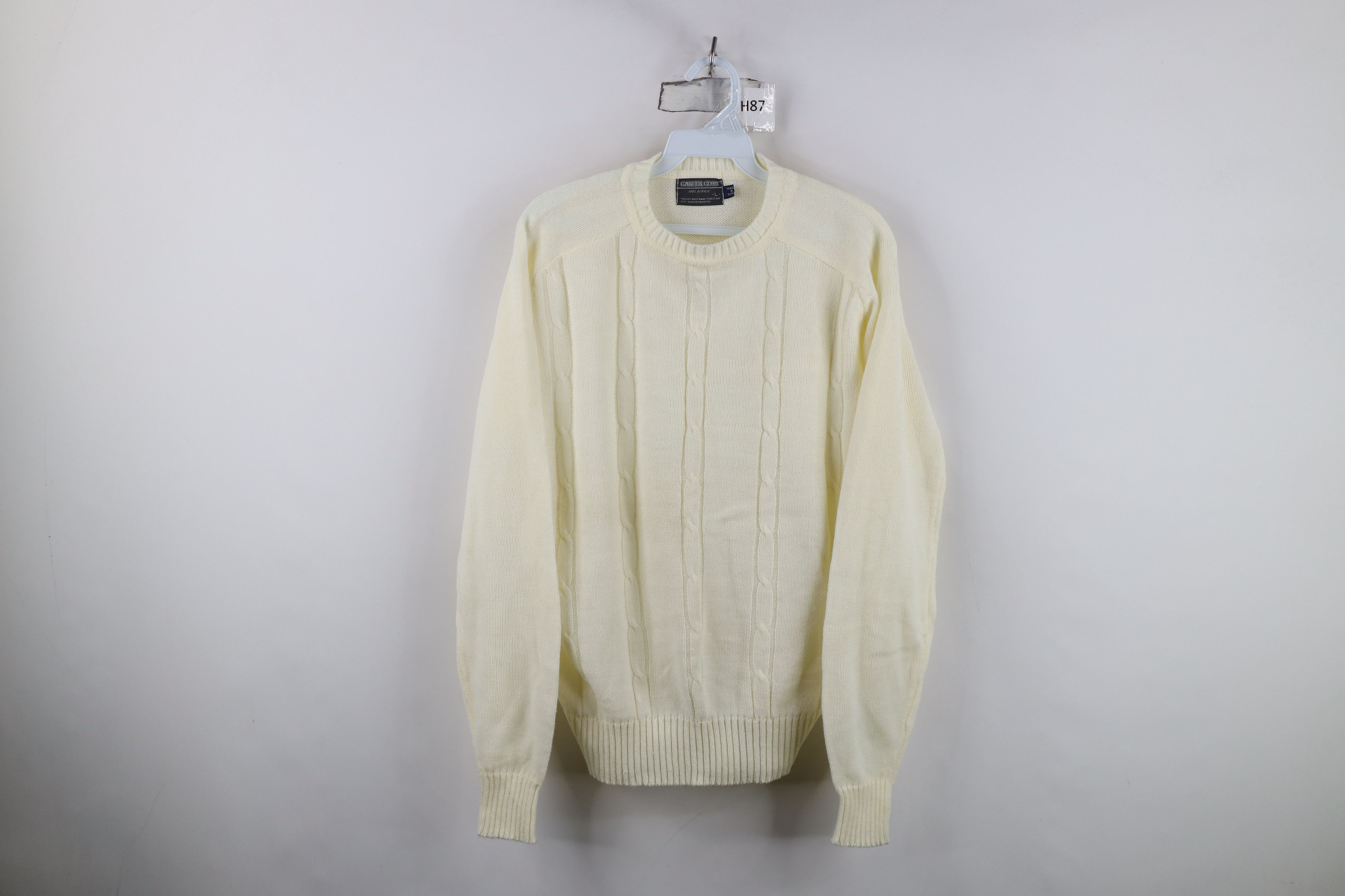 Vintage Vintage 70s Streetwear Cable Knit Crewneck Sweater Cream Size L / US 10 / IT 46 - 1 Thumbnail