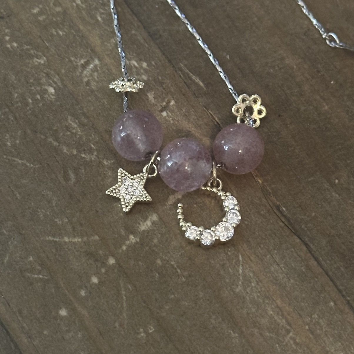 Vintage Vintage 18K celestial charm rose quartz necklace Size ONE SIZE - 3 Thumbnail
