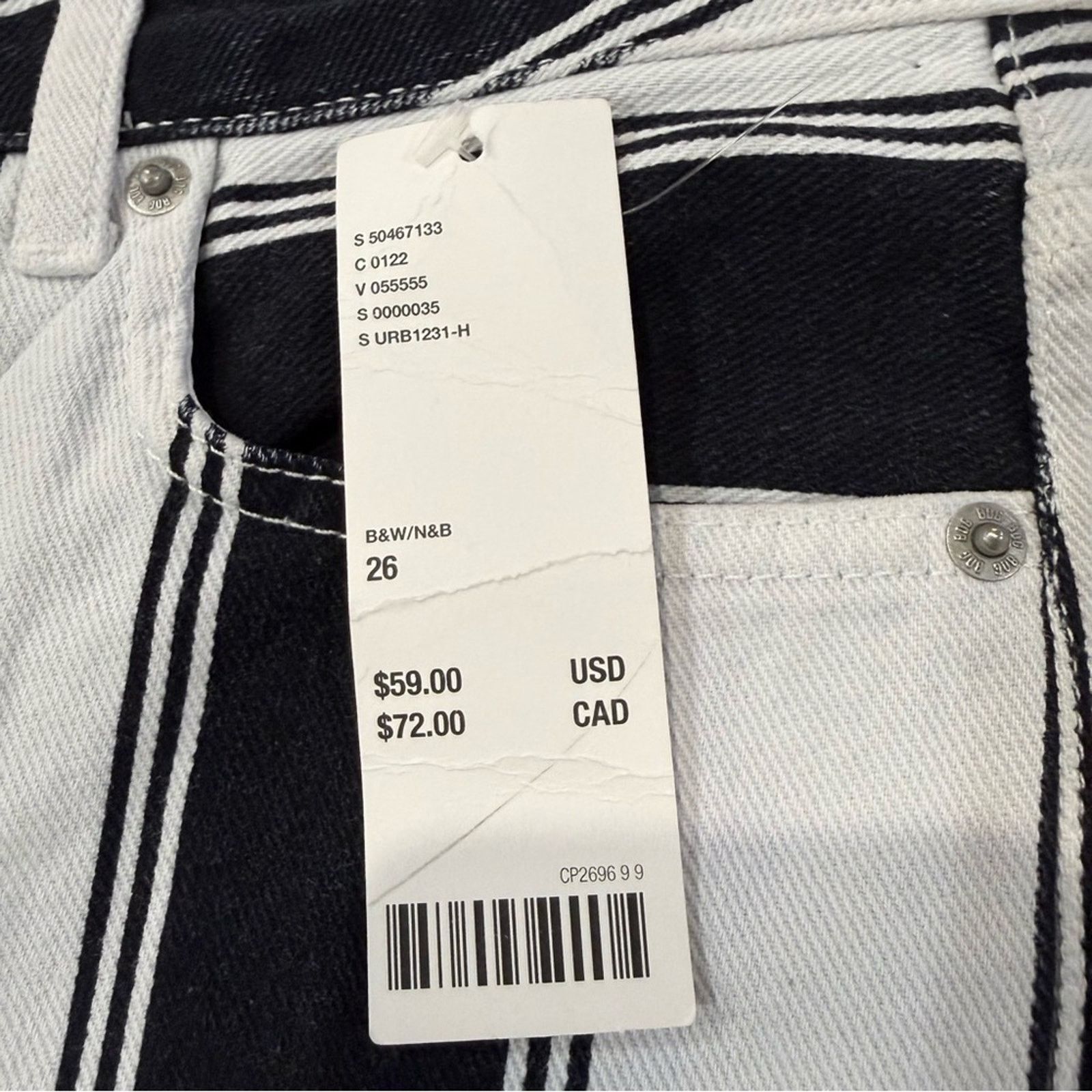 Bdg BDG Urban Outfitters NWT Striped Mom Denim Jeans Womens 26 Size 26" / US 2 / IT 38 - 6 Thumbnail