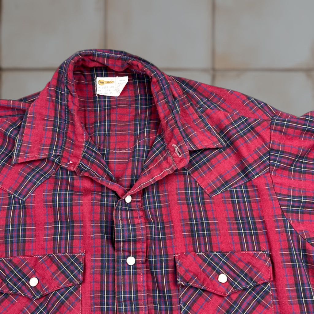 Imperial VINTAGE Key Imperial Western Shirt Adult XL Red Plaid 80s Cotton Blend Pockets Snap Closure Button-Up Collared Mens Size US XL / EU 56 / 4 - 1 Thumbnail
