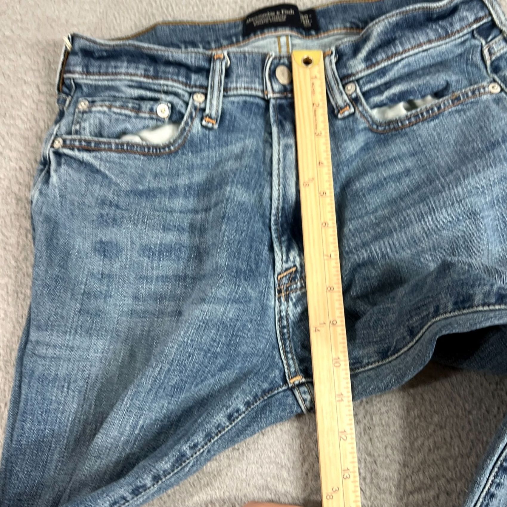 Abercrombie & Fitch Abercrombie & Fitch Jeans Athletic Straight Mens 32x28 Tag 30x30 Logo Stretch Denim Blue 5-Pocket Signature Stretch Modern Classic Mens Size US 30 / EU 46 - 5 Thumbnail