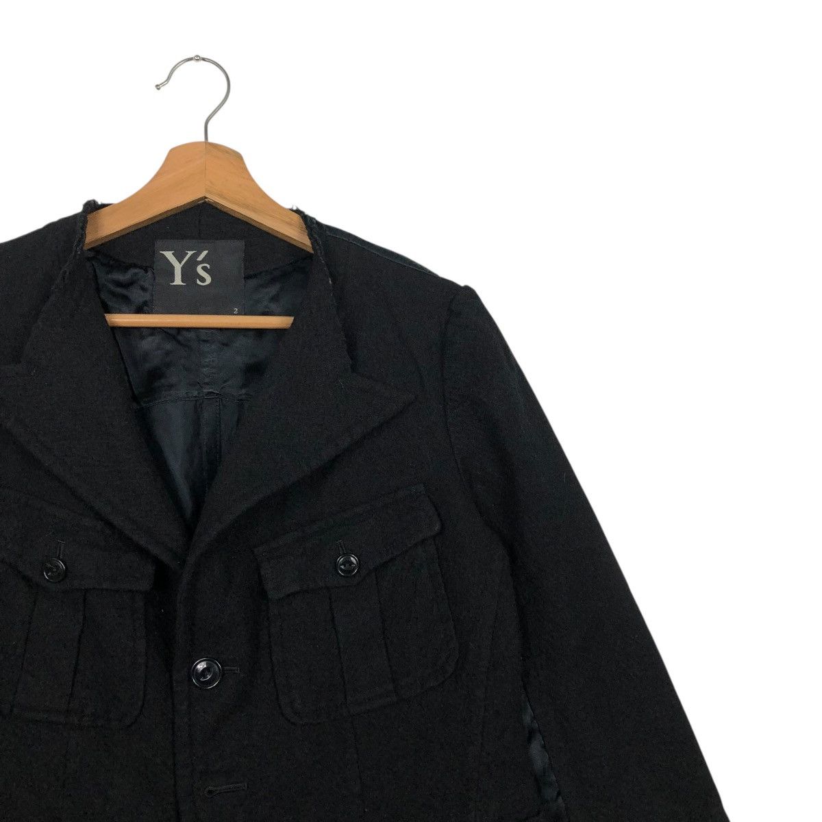 Yohji Yamamoto 🔥RICH BLACK CROPPED WOOL JACKET WORKER Y’S YOHJI YAMAMOTO Size M / US 6-8 / IT 42-44 - 6 Thumbnail