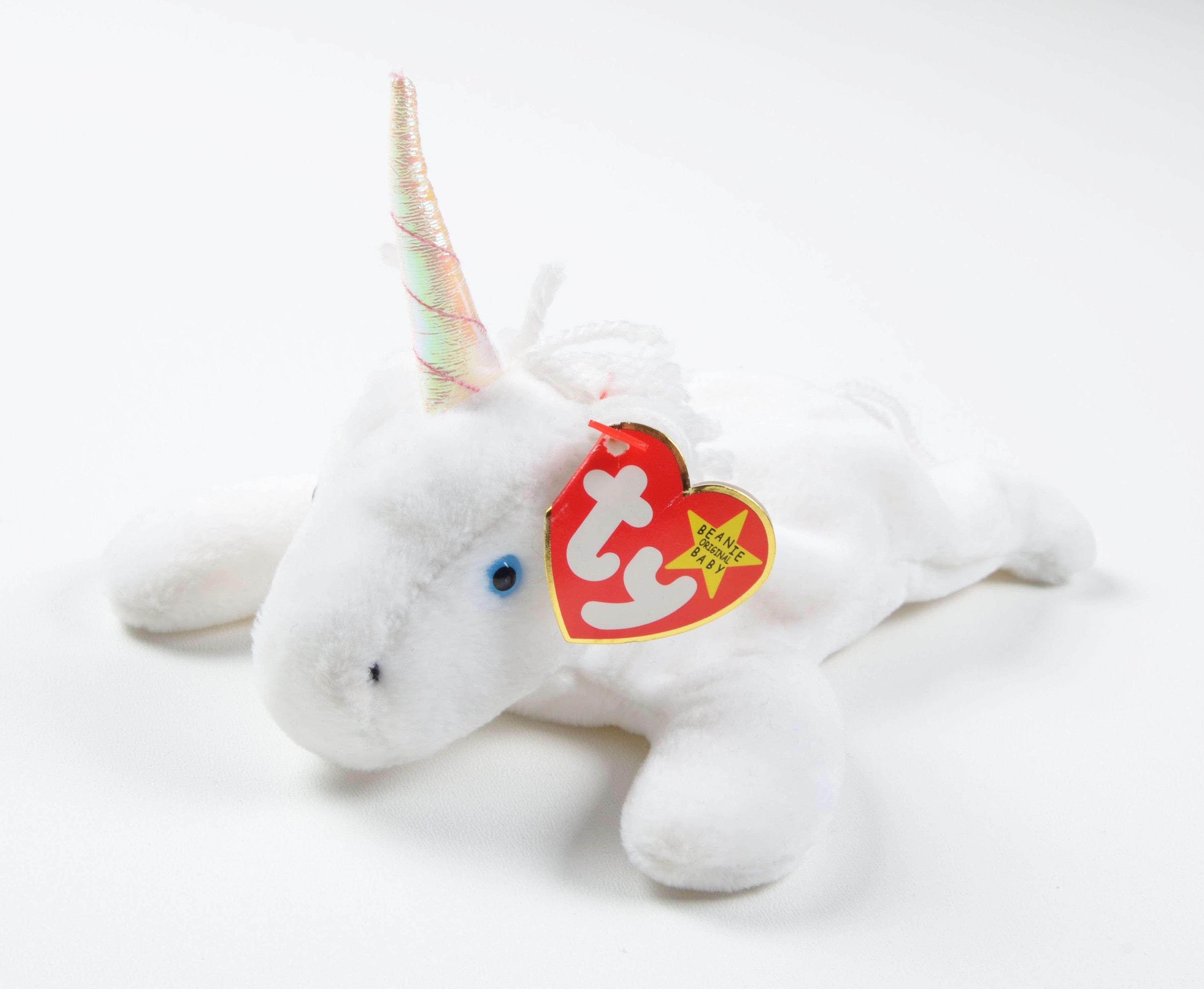 Vintage Ty Beanie Baby Mystic Unicorn 1994 White Plush MWMT Size ONE SIZE - 1 Thumbnail