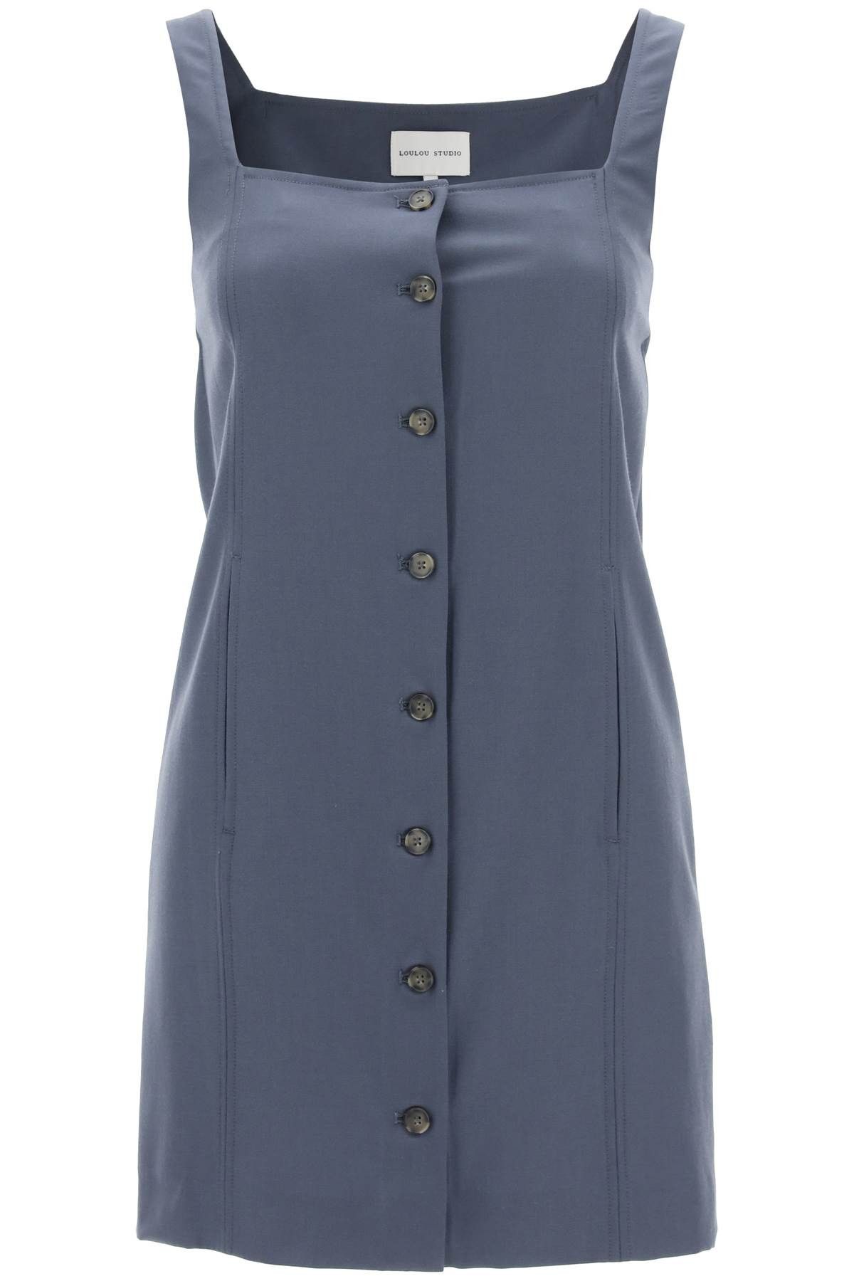 image of Loulou Studio Buttoned Pinafore Dress in Grigio, Women's (Size Medium)