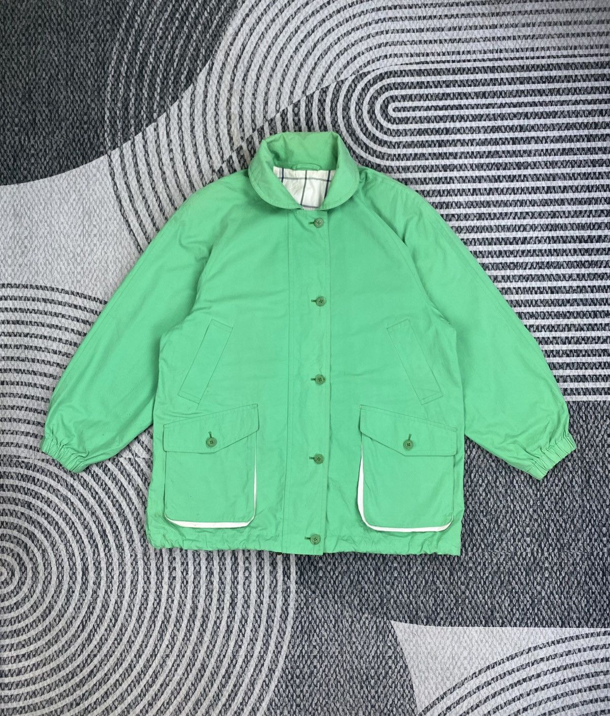 Burberry Vintage 80s Burberry Fog Green Zipper Jacket Size US L / EU 52-54 / 3 - 1 Thumbnail