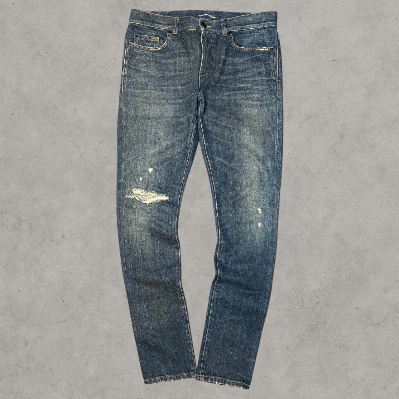 Saint Laurent Paris 2018 Saint Laurent Paris D02 Blue Crash Denim Sz 30 Size US 30 / EU 46 - 1 Thumbnail
