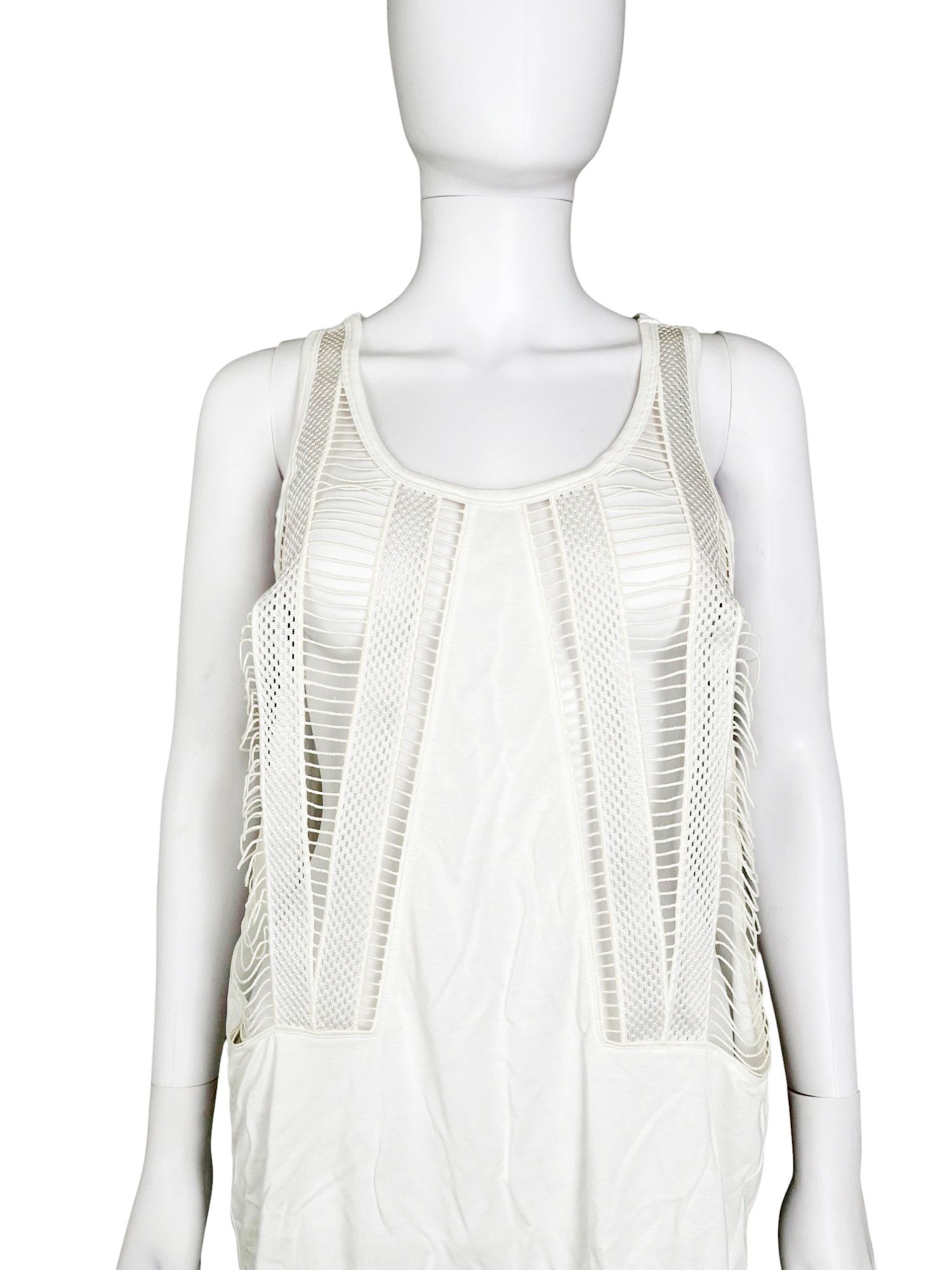 Givenchy by Riccardo Tisci 2000's Intarsia Embroidered White Tank Top Size M / US 6-8 / IT 42-44 - 4 Thumbnail