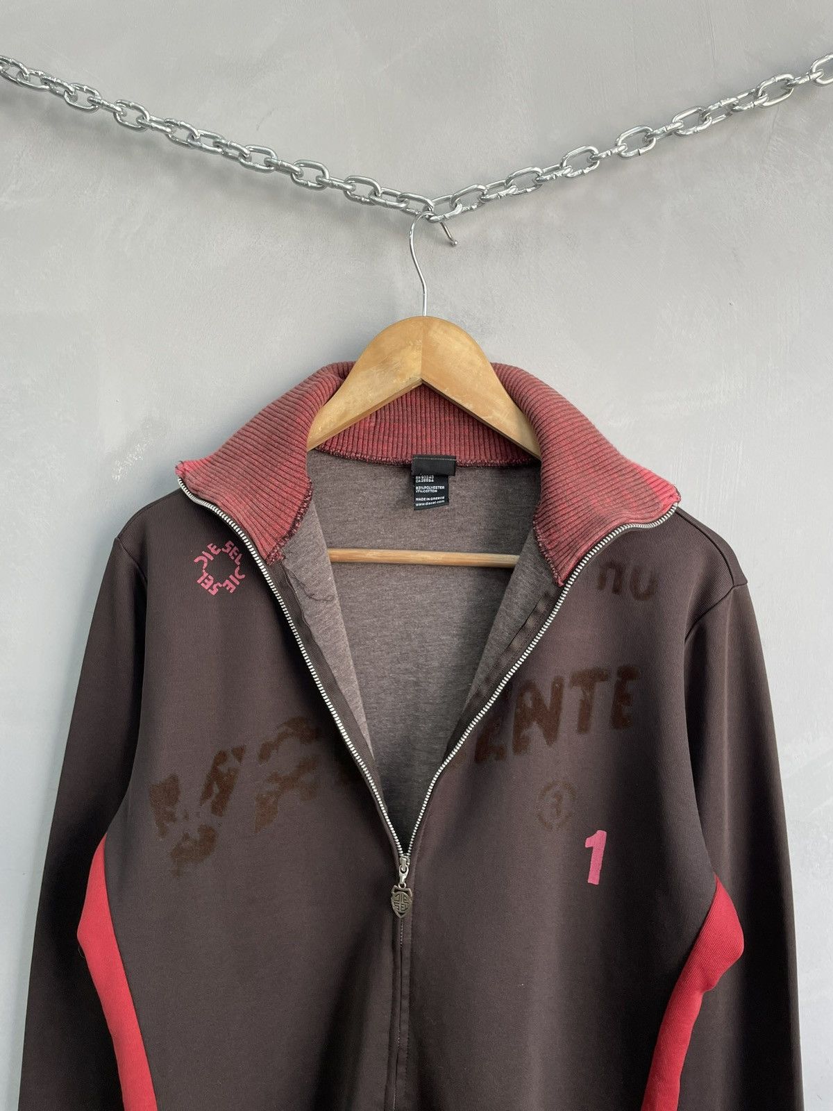 Diesel Rare brown diesel Zip sweatshirt y2k hype japanese Size US L / EU 52-54 / 3 - 7 Thumbnail