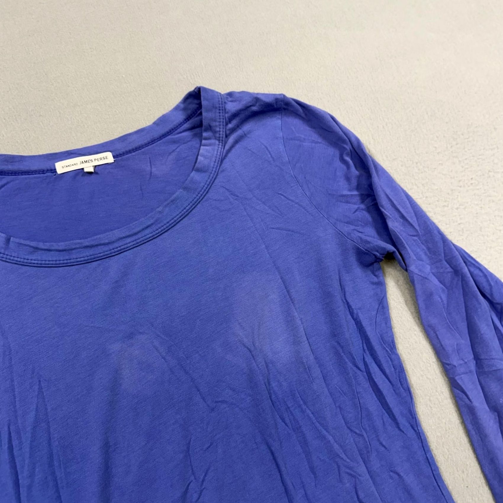 James Perse James Perse Shirt Womens 3 Blue Scoop Neck Long Sleeve Lightweight Basic Tee Size XS / US 0-2 / IT 36-38 - 2 Thumbnail