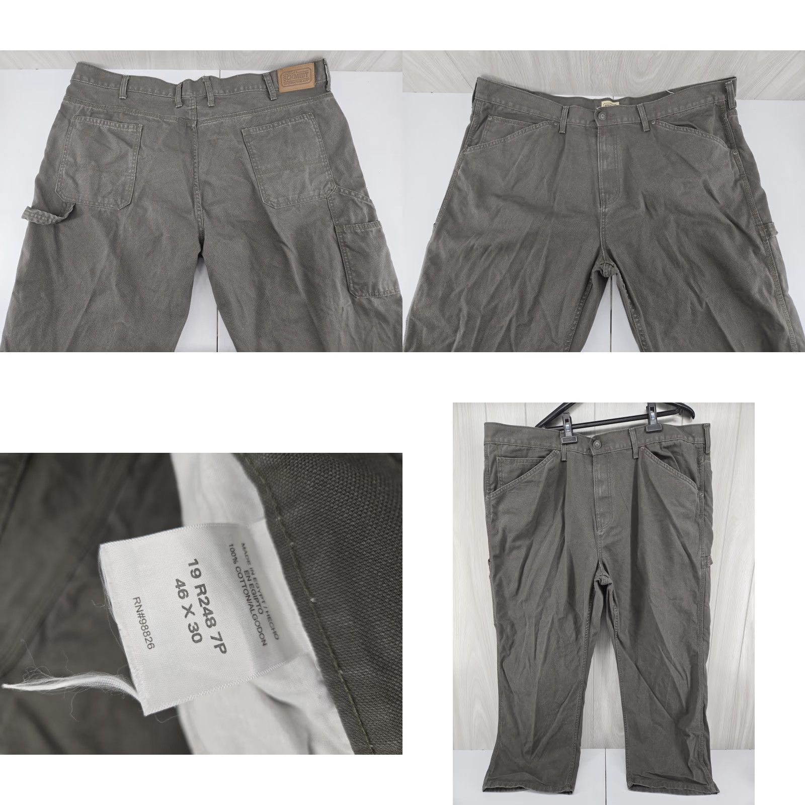 Vintage CE Schmidt Workwear Pants Mens 46x30 Gray Green Canvas Carpenter Jeans Pants Big & Tall Size US 30 / EU 46 - 8 Thumbnail