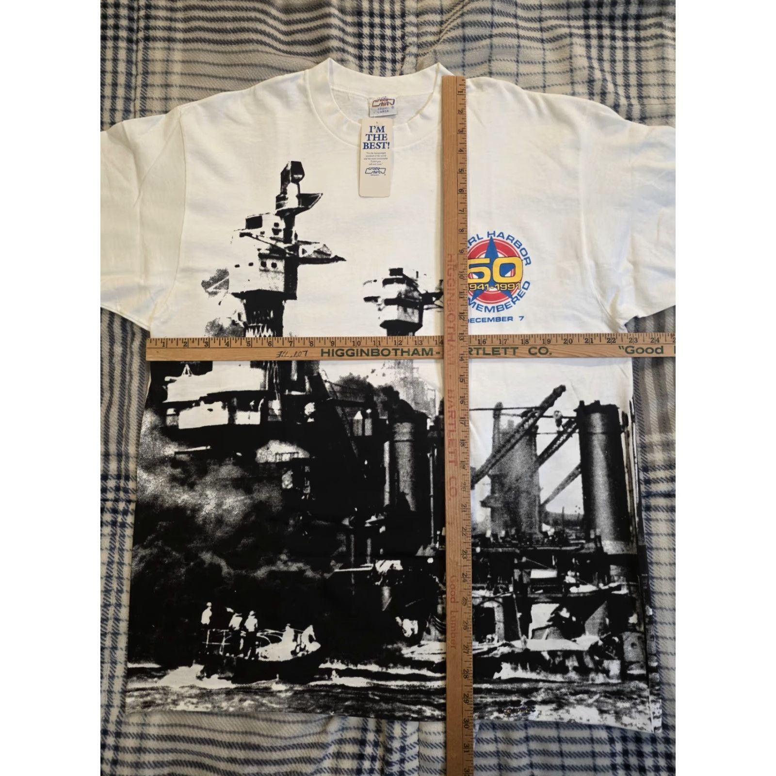 Vintage VINTAGE Crazy Shirts T-Shirt Pearl Harbor 1991 50 Years AOP White Mens L Size US L / EU 52-54 / 3 - 8 Thumbnail