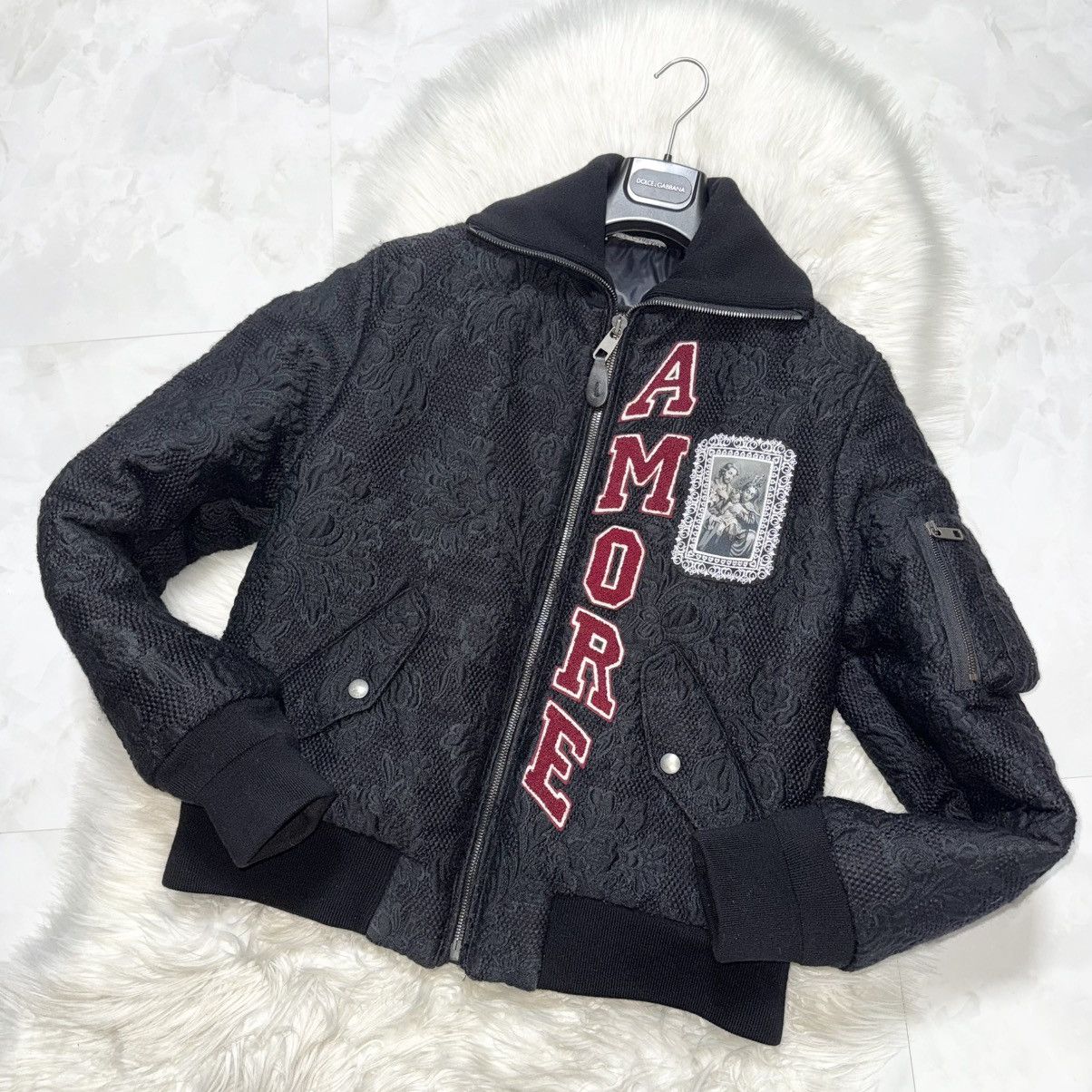 Dolce & Gabbana Dolce & Gabbana AMORE Mirror Floral Jacquard Bomber Jacket Size US M / EU 48-50 / 2 - 8 Thumbnail
