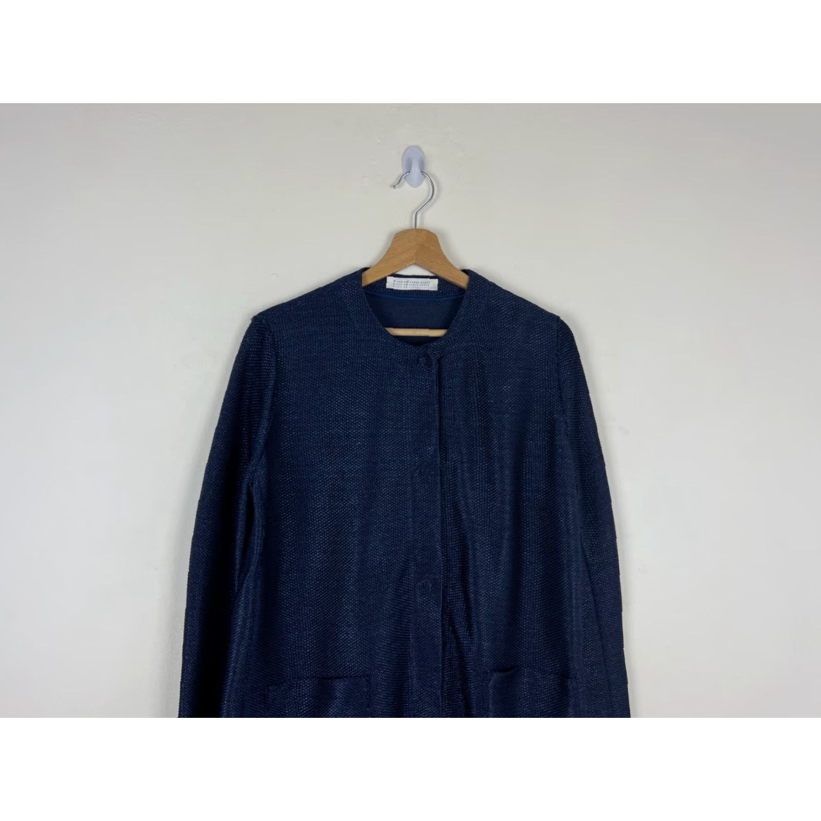 Harris Wharf London Harris Wharf London Coat Lightweight Knit Women's Long Sleeve Blue Embroidered Solid Regular Size 46 Overcoat Autumn Spring Size L / US 10 / IT 46 - 3 Thumbnail