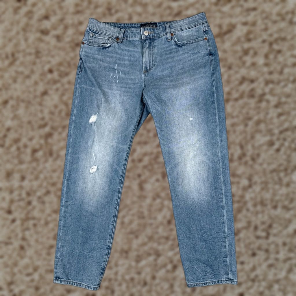Denime Lucky Pants Womens 8 Blue Denim Jeans 33x25 Slim Boyfriend Distressed 90s American Designer Brand Black Size Type Jeans Size 30" / US 8 / IT 44 - 1 Thumbnail