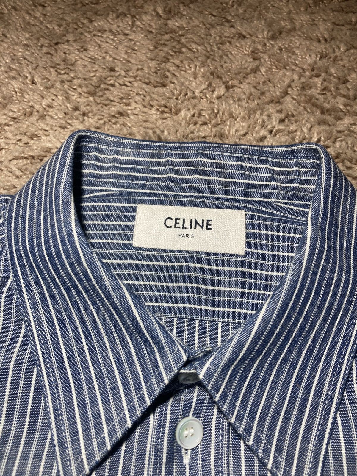 Celine SS20 Celine Hickory Stripe Button Shirt Western Pocket 2020 Size US M / EU 48-50 / 2 - 3 Thumbnail