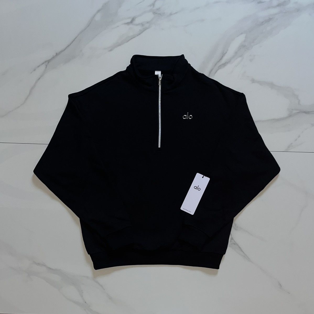 Alo Alo Yoga Accolade 1/4 Zip Pullover Sweatshirt Black Small Size S / US 4 / IT 40 - 1 Thumbnail