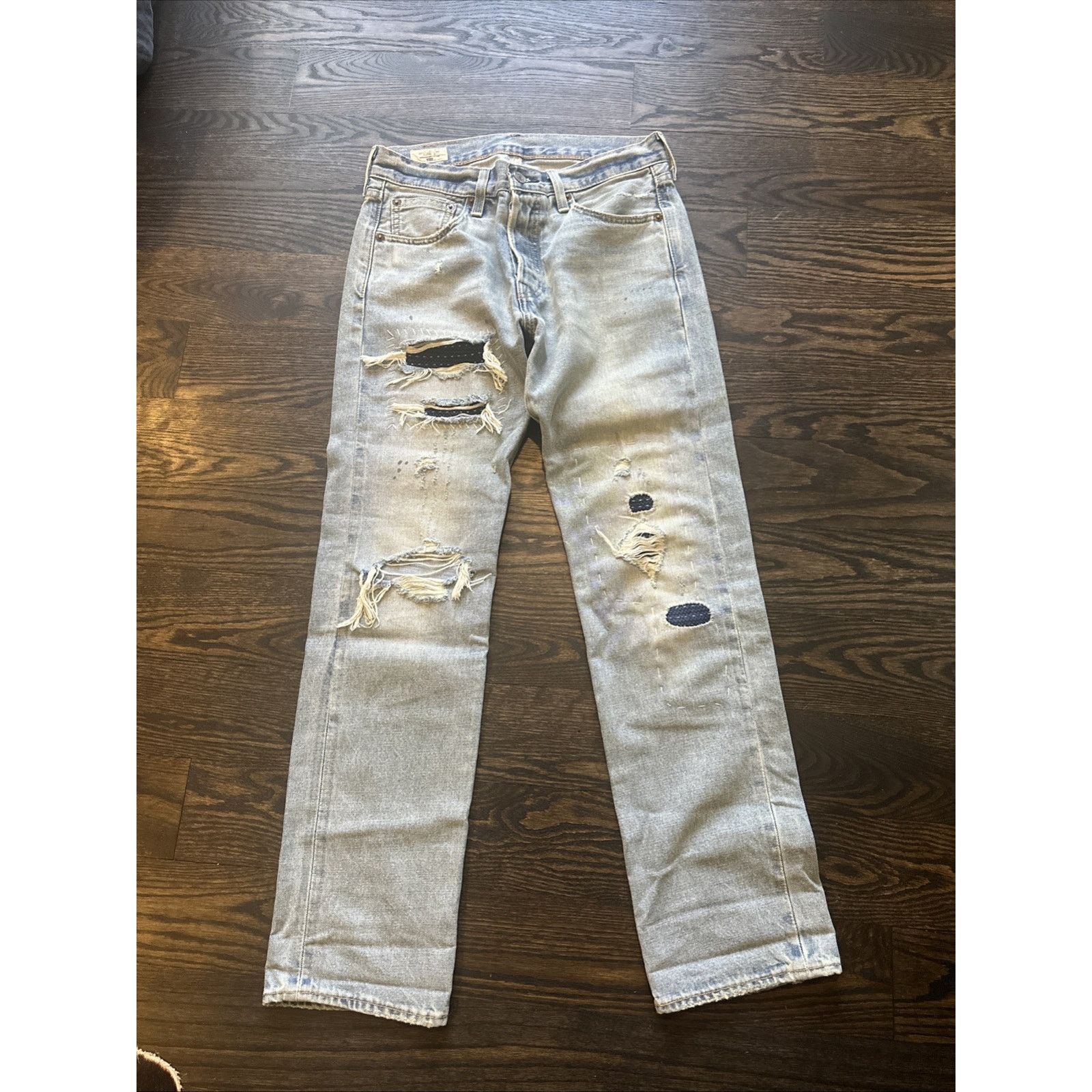 Levi's Levi's 501 Selvedge Sashiko Denim Jeans 29x30 Distressed Size US 29 - 1 Thumbnail