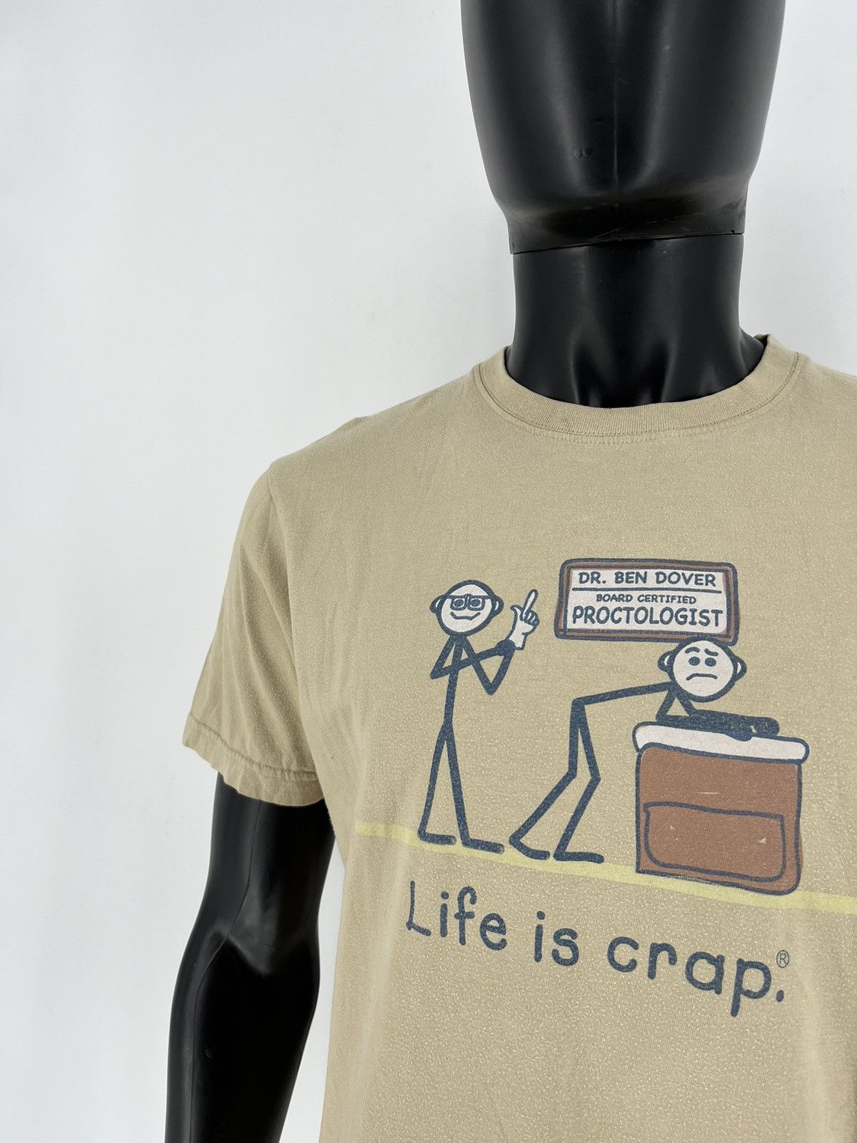 Vintage LIFE IS CRAP "DR. Ben Dover - Proctologist" Brown M T-shirt Size US M / EU 48-50 / 2 - 6 Thumbnail