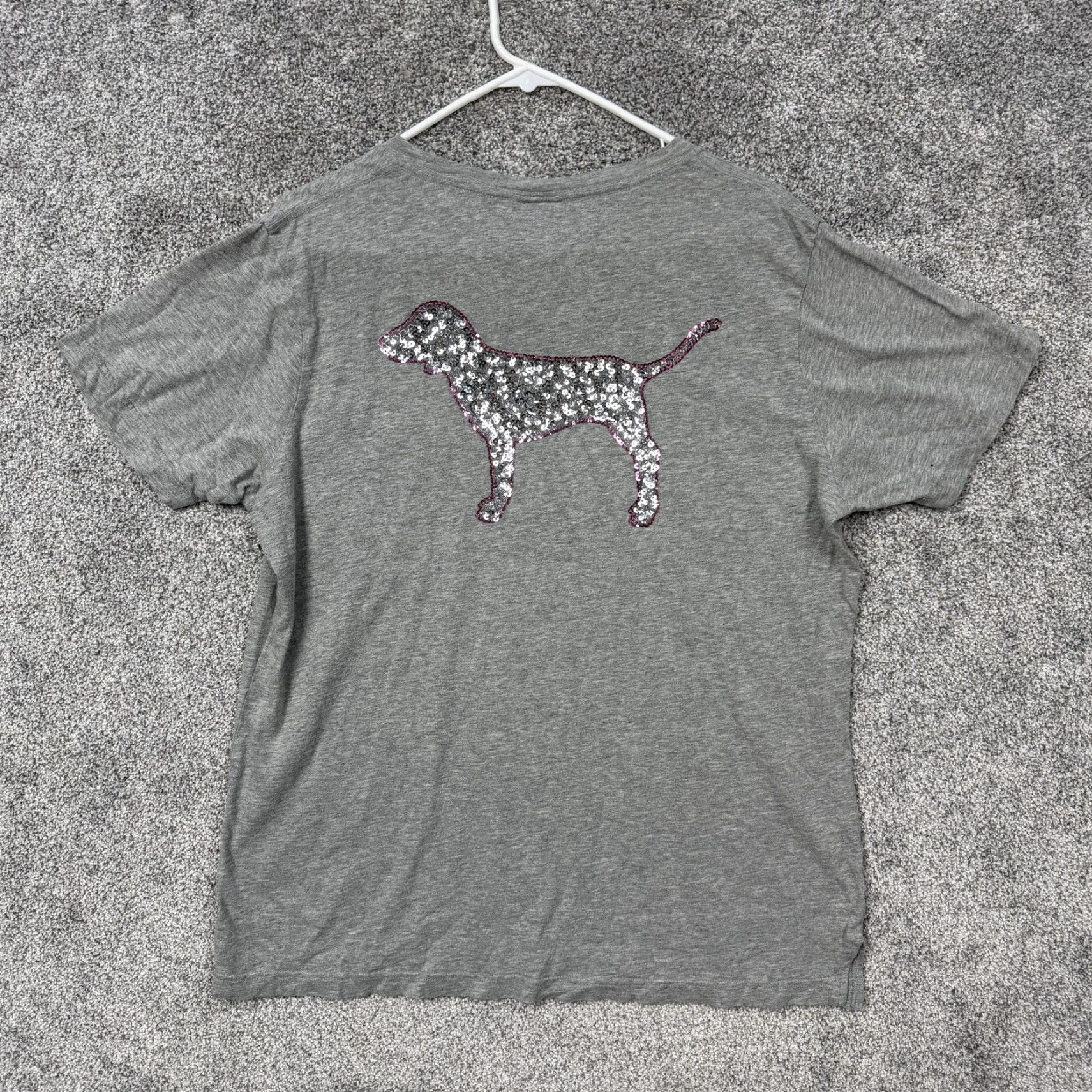 Vintage Pink Victoria's Secret T-Shirt Womens Medium Gray Sequin Dog Graphic Boho Size M / US 6-8 / IT 42-44 - 6 Thumbnail