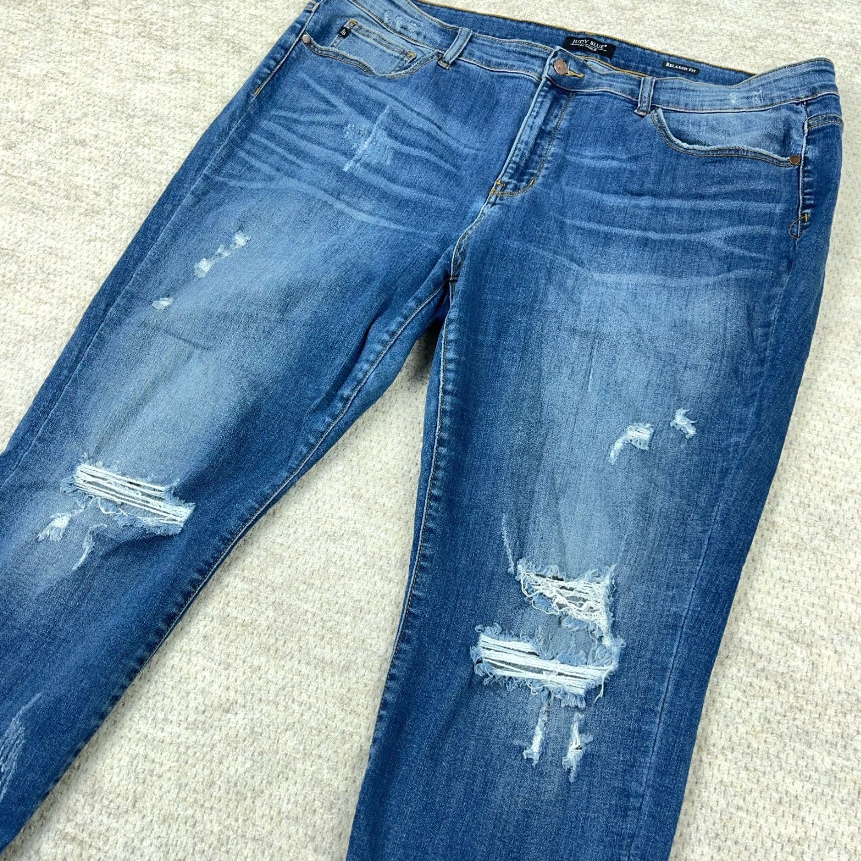 Vintage Judy Blue Jeans Women 22W Relaxed Fit Crop Med Wash Stretch 42x25 Blue 5-Pocket Design Size 40" / US 18 - 4 Thumbnail