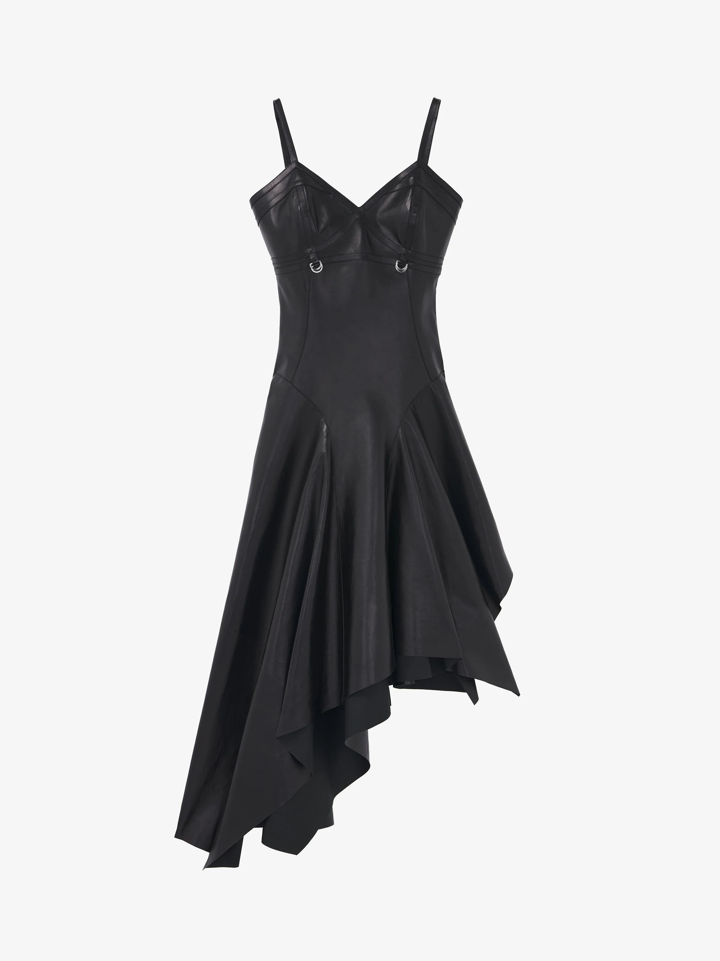 O1w1db10726 Asymmetric Draped Leather Dress In Black, Women's (Size Xs)
