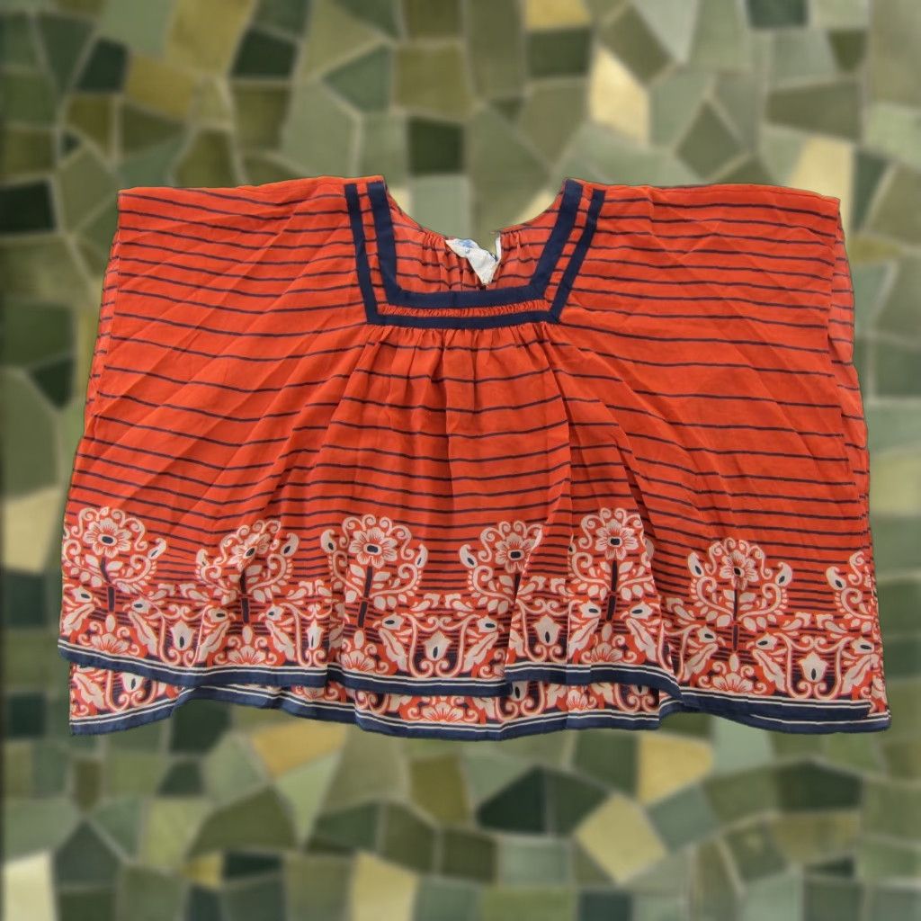 Vintage Edme & Esyllte Blouse Boxy Tunic XS/P Orange Floral Silk 100% Women White? Size XS / US 0-2 / IT 36-38 - 1 Thumbnail