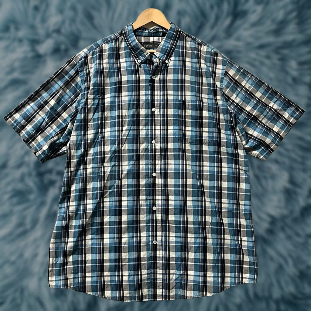 Vintage VINTAGE Covington Button-Up Shirt Plaid Blue 2XLT Mens Big & Tall Short Sleeve? Size US XXL / EU 58 / 5 - 1 Thumbnail