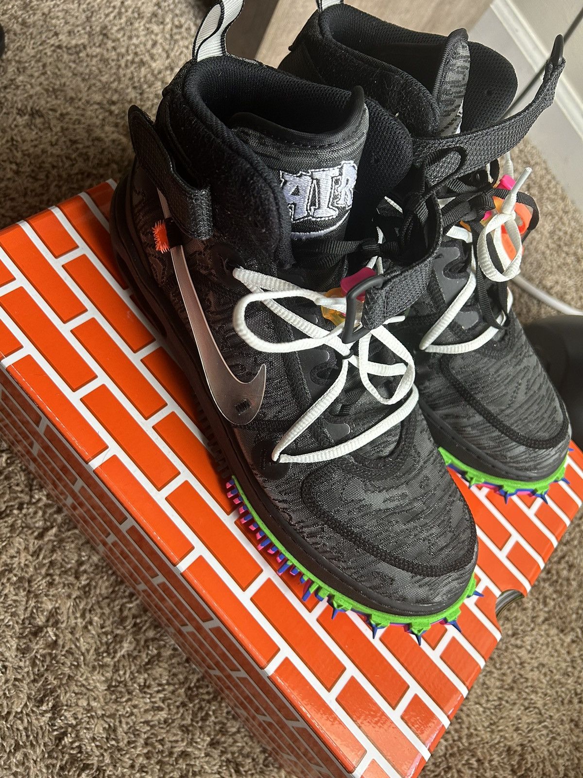 Nike × Off-White Off-White x Air Force 1 Mid ‘Black’ Size US 11.5 / EU 44-45 - 5 Thumbnail