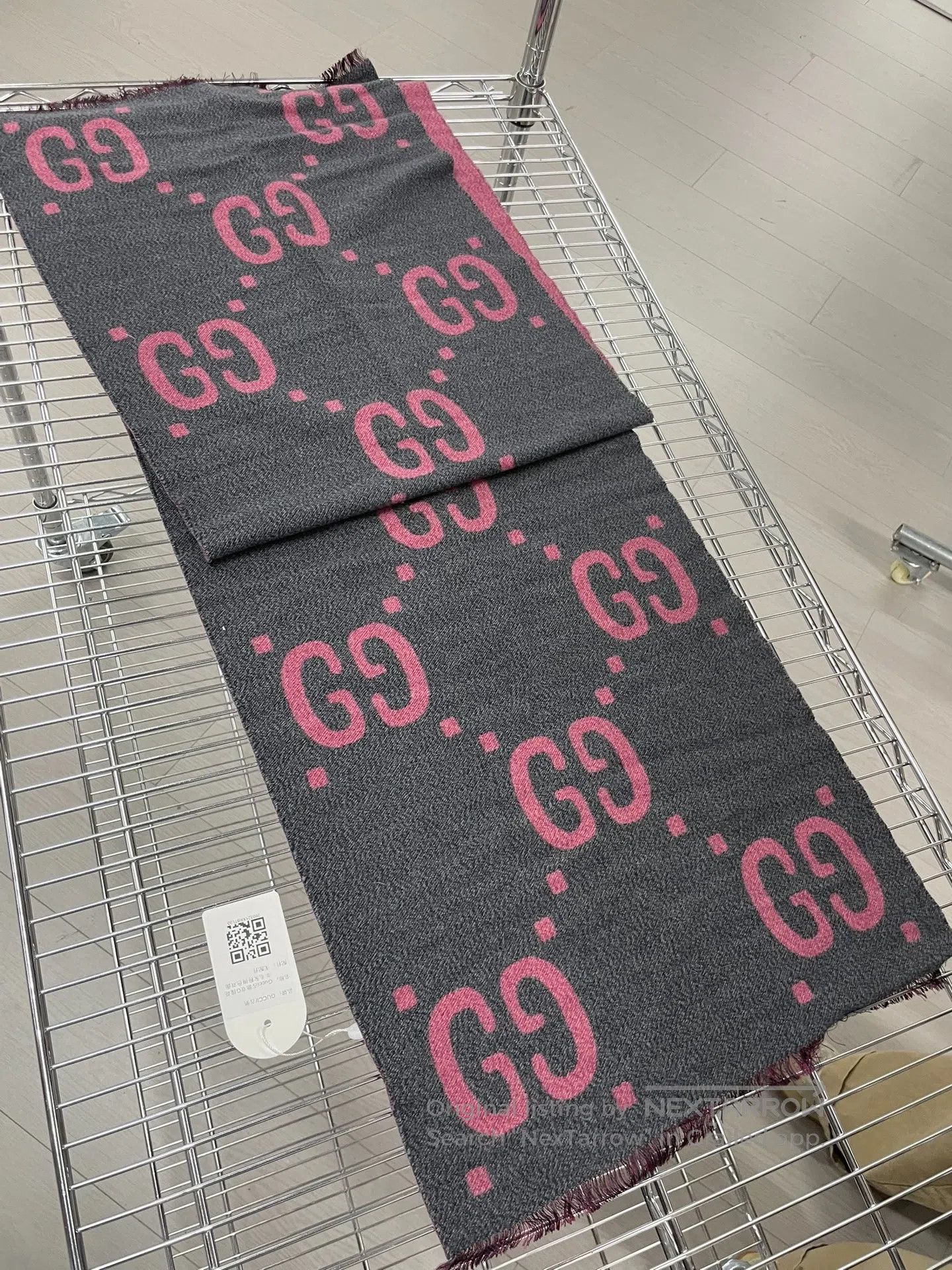 Gucci Guicci Pink and gray color block double G jacquard wool sc Size ONE SIZE - 2 Thumbnail